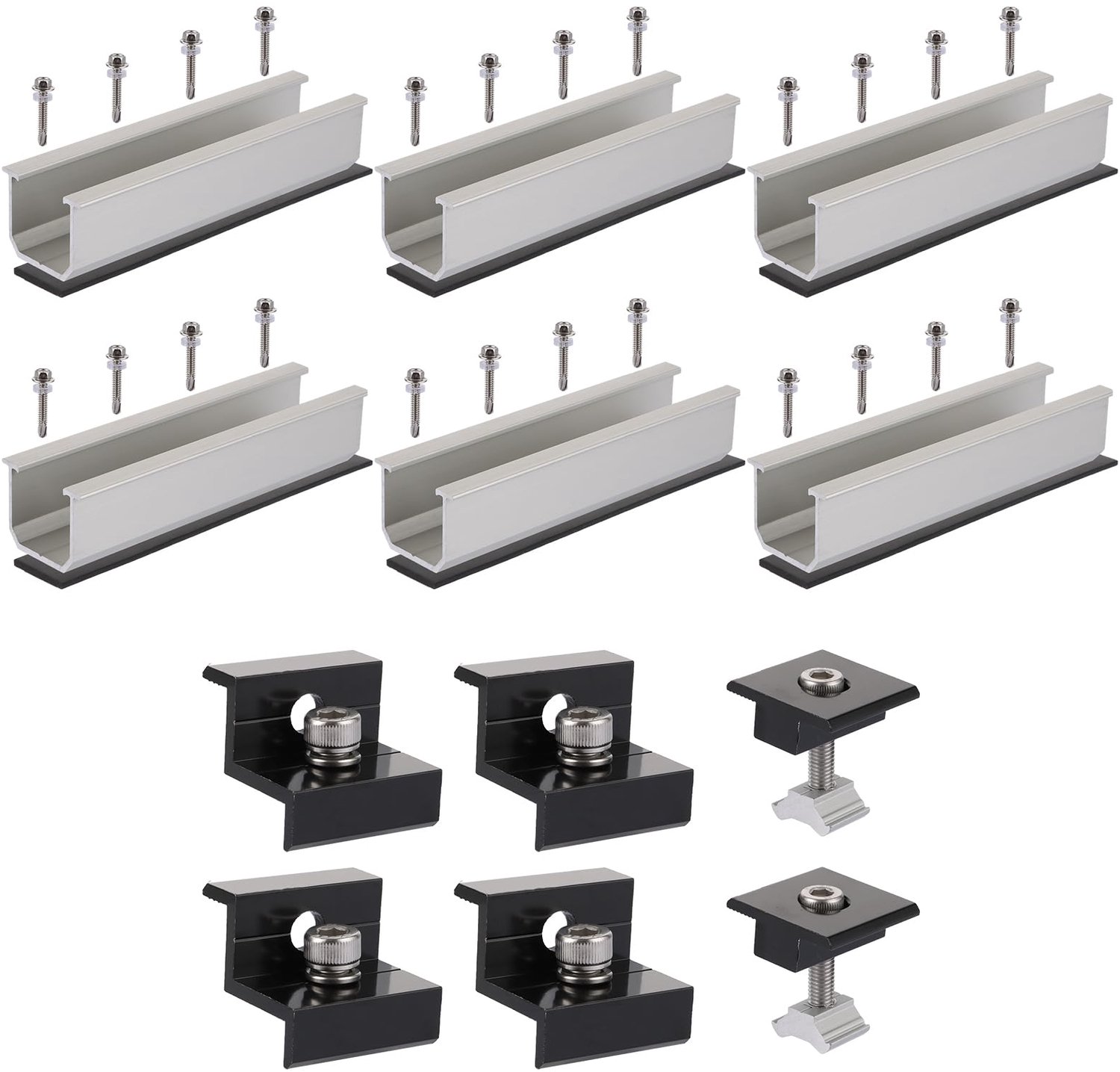 Set van 6 Aluminium Solar Paneelhouders met Accessoires