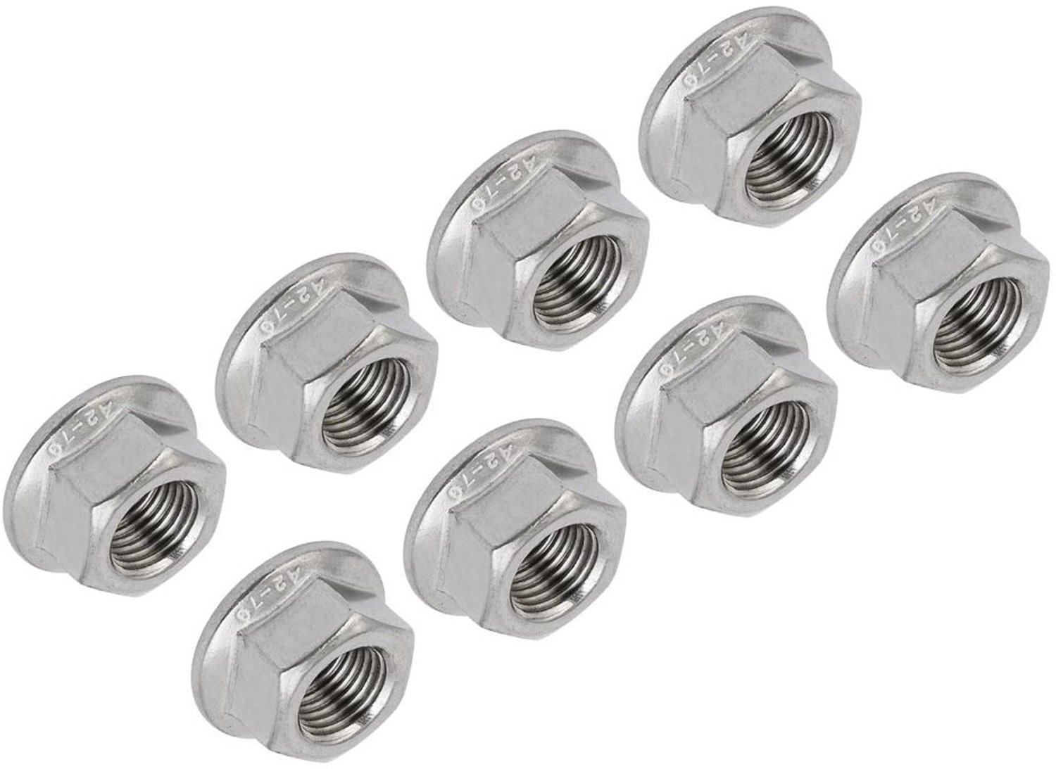 M12 x 1,25 mm Zeskantflensmoeren - 8 Stuks Roestvrij Staal
