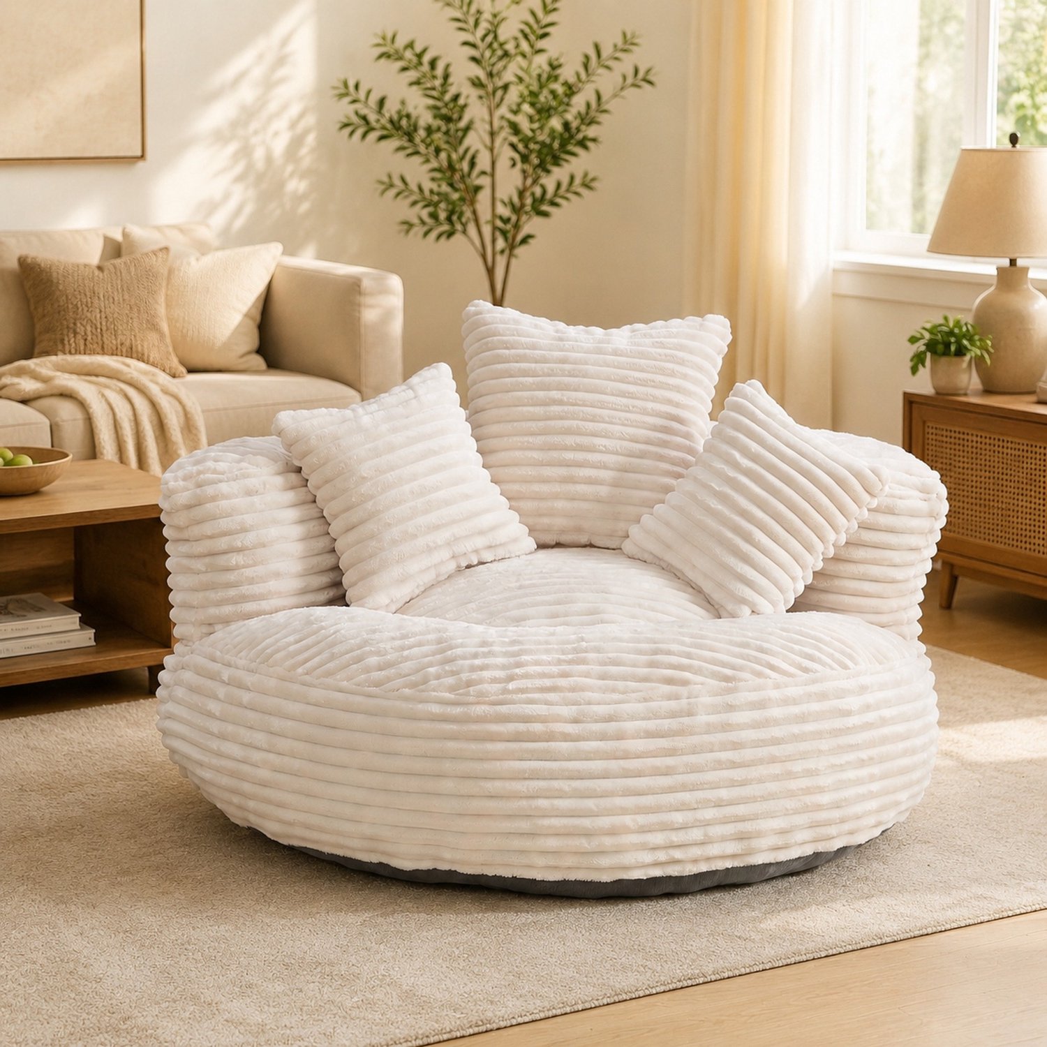 CHICFURN Zitzak - Hoge rugleuning - Met armleuningen - Beige