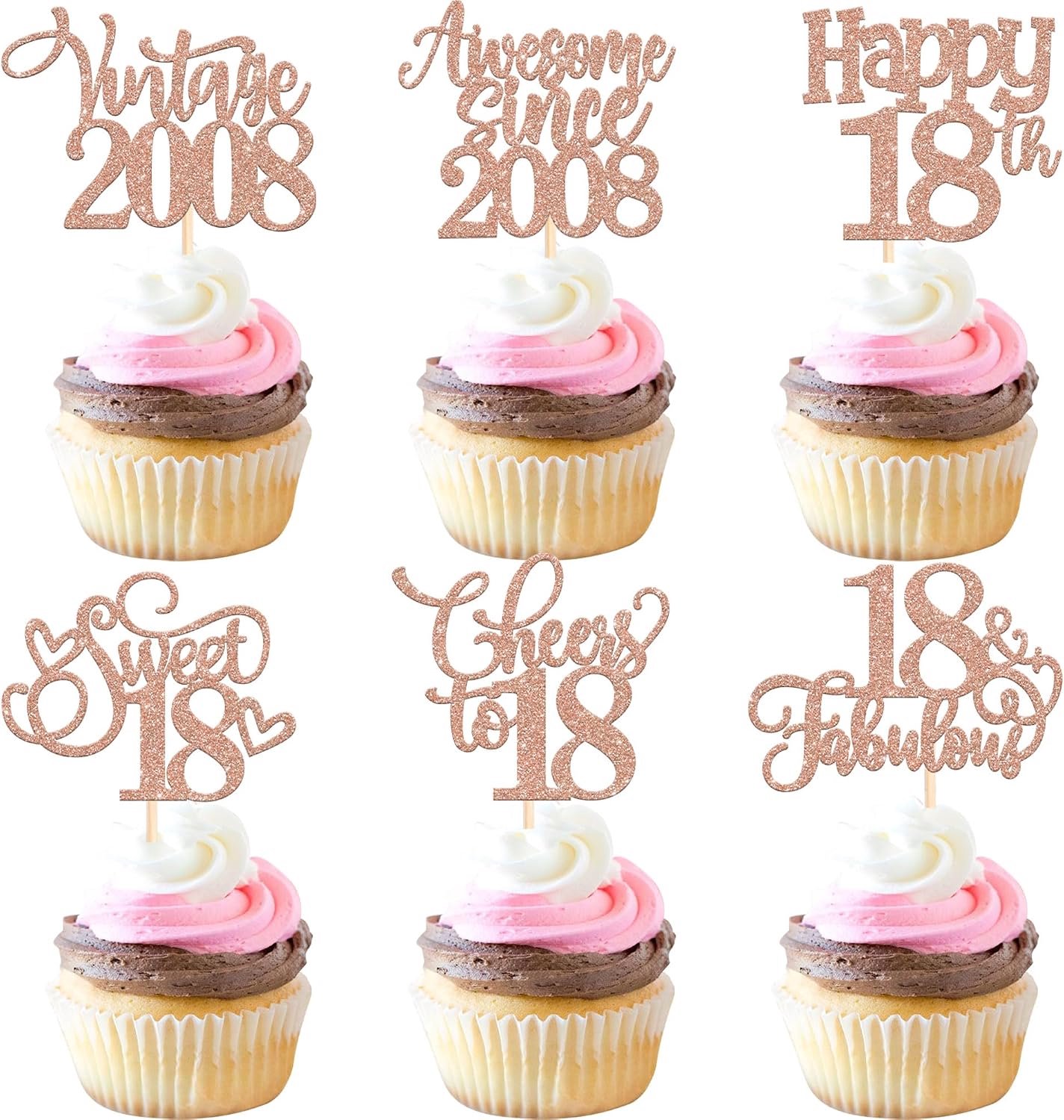 30 Cupcaketoppers 18e verjaardag