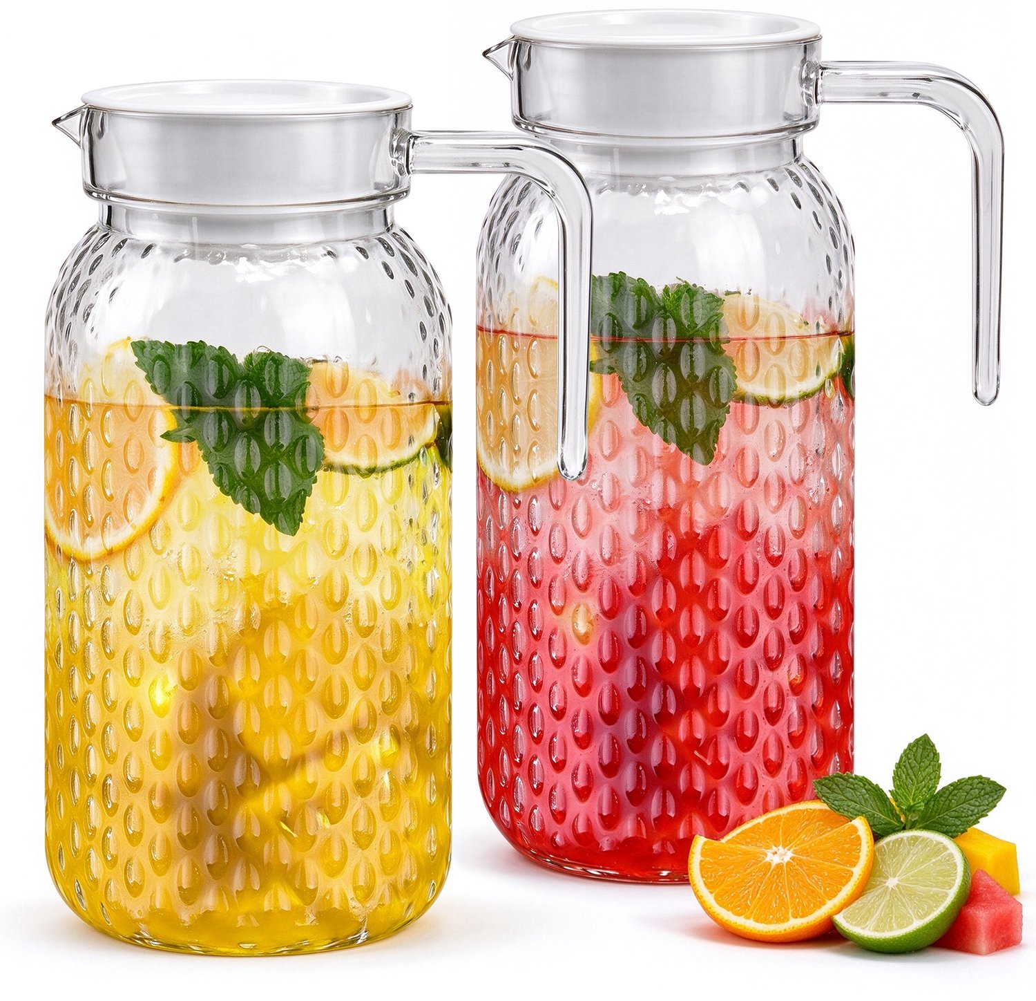 Waterkan Set van 2 - Met Deksel en Handvat - 1 Liter - Acryl