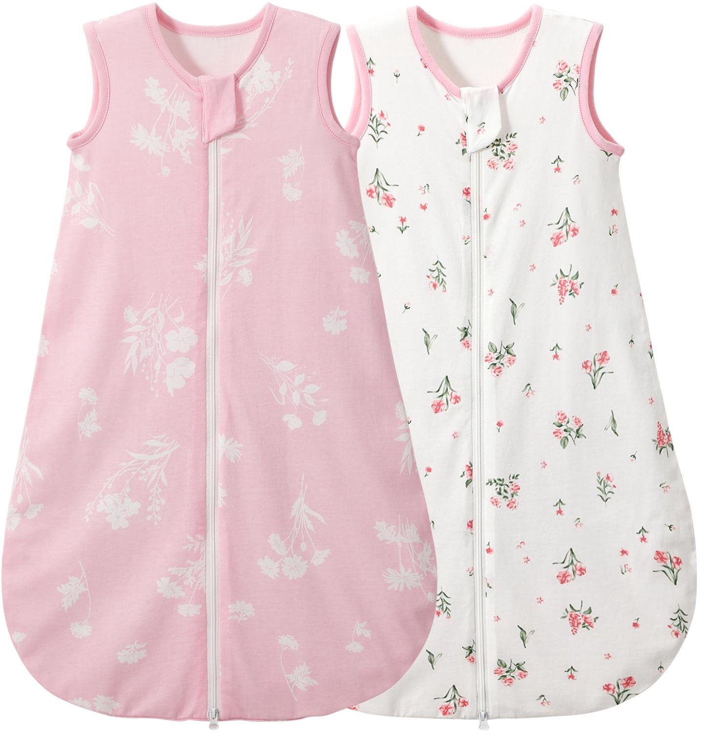 Baby Slaapzak Set van 2 - 100% Katoen - Roze-Paarse Bloemen