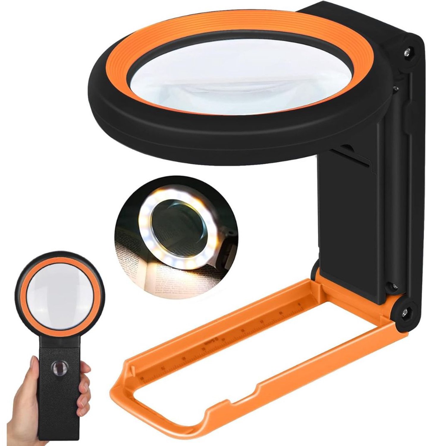 Vergrootglas met Verlichting - Loeplamp - Vergrootspiegel Led - Zwart en Oranje