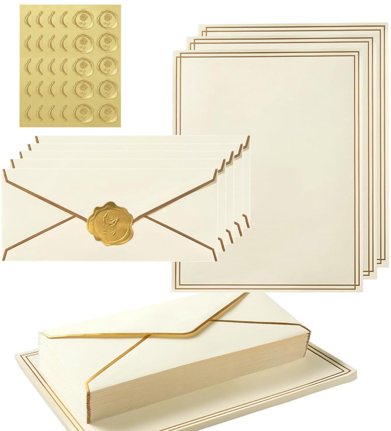 Luxe Stationery Set met Gouden Rand 150 Stuks
