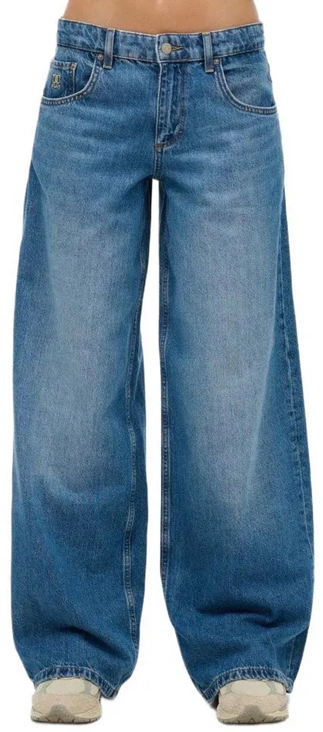 Superdry Mid Rise Baggy Spijkerbroek 28 30 Vrouw Blauw