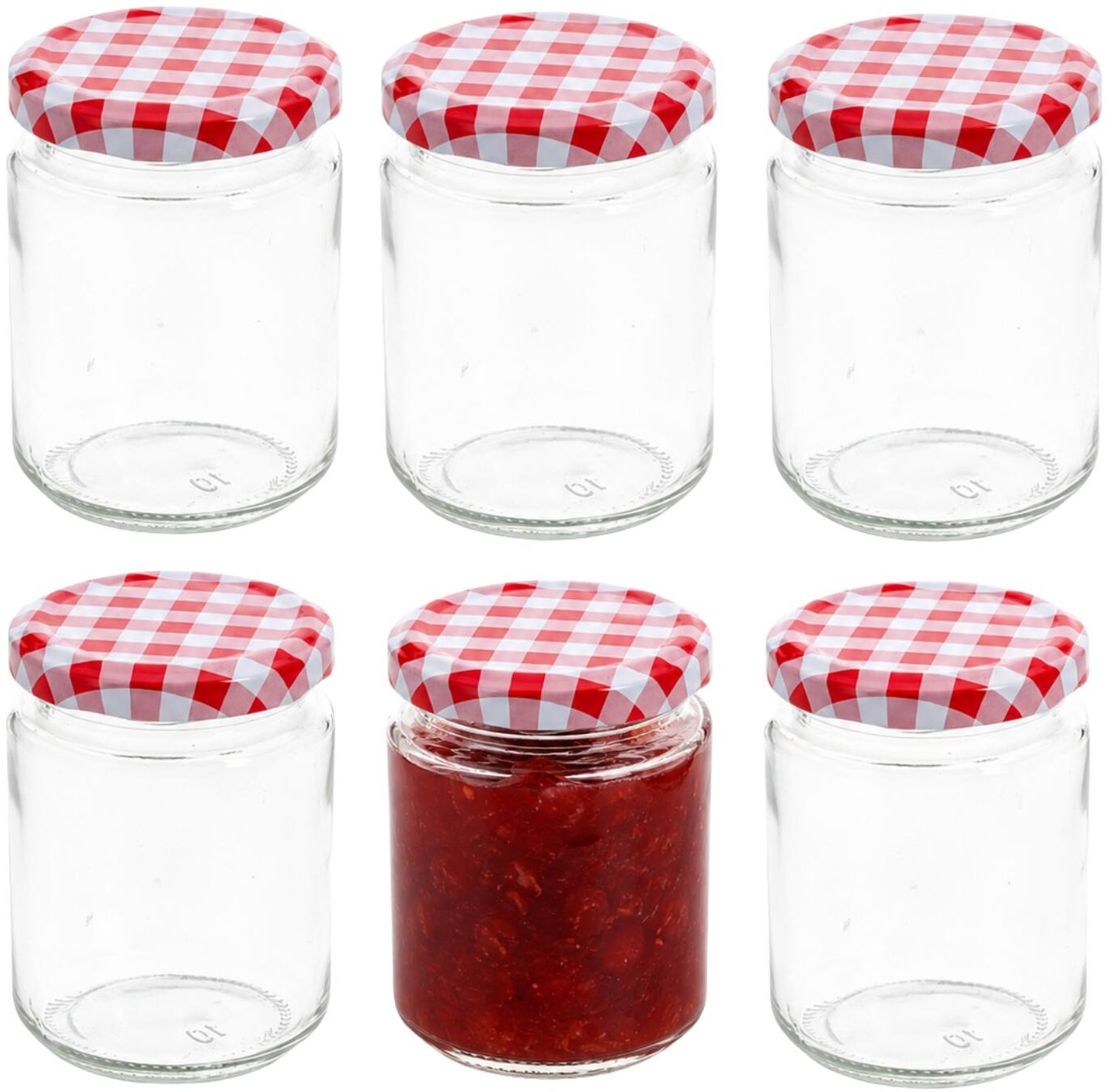 Excellent Houseware Jampot - 6x - 300 ml - met deksel - H9 x D6 cm - voorraadpot/weckpot