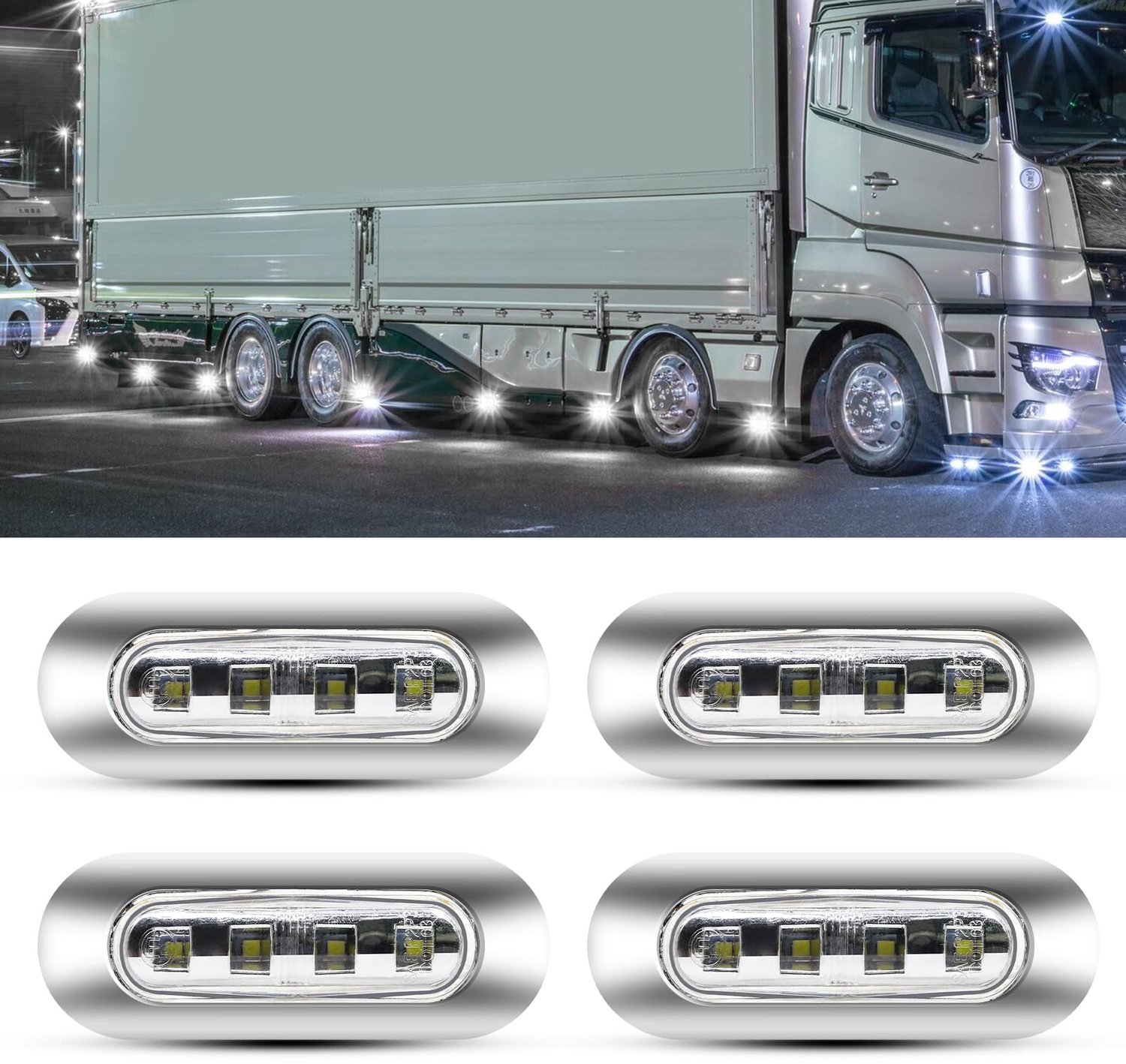 LED Zijmarkeringslichten - 12V/24V Universeel Wit, Set van 4