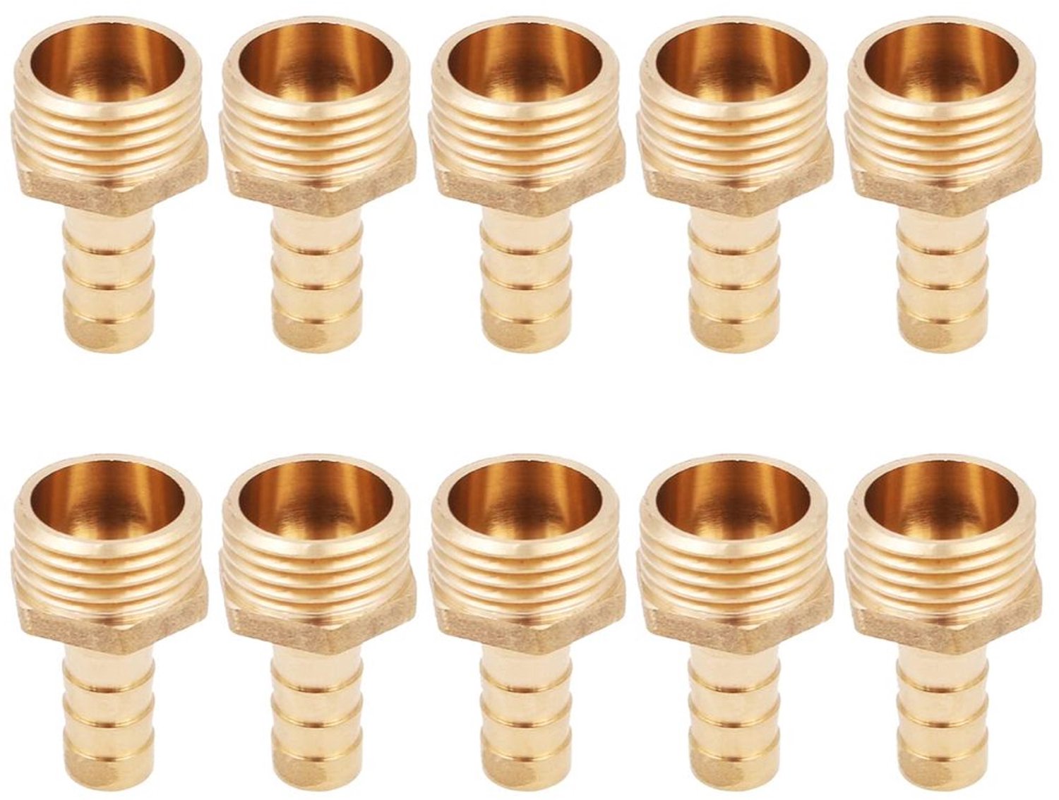 Slang Pijp Connector - Messing - 10Pcs - 1/2 10mm - Slang Nozzle Adapter - Geschikt voor Vijver en Pool - Tuinaccessoire