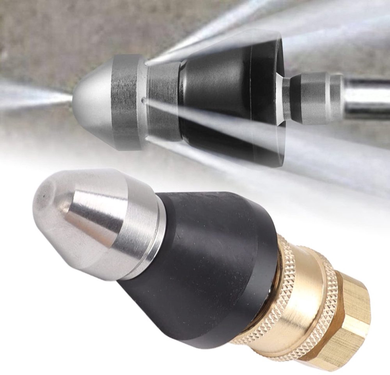 Rioolreinigingsgereedschap Hoogwaardige Roestvrij Stalen Nozzle - G1/4 Aansluiting - Drukafvoer Spuitmond - Afvoerreiniging - Adapter - Duurzaam Gebruik - Rioolreiniger