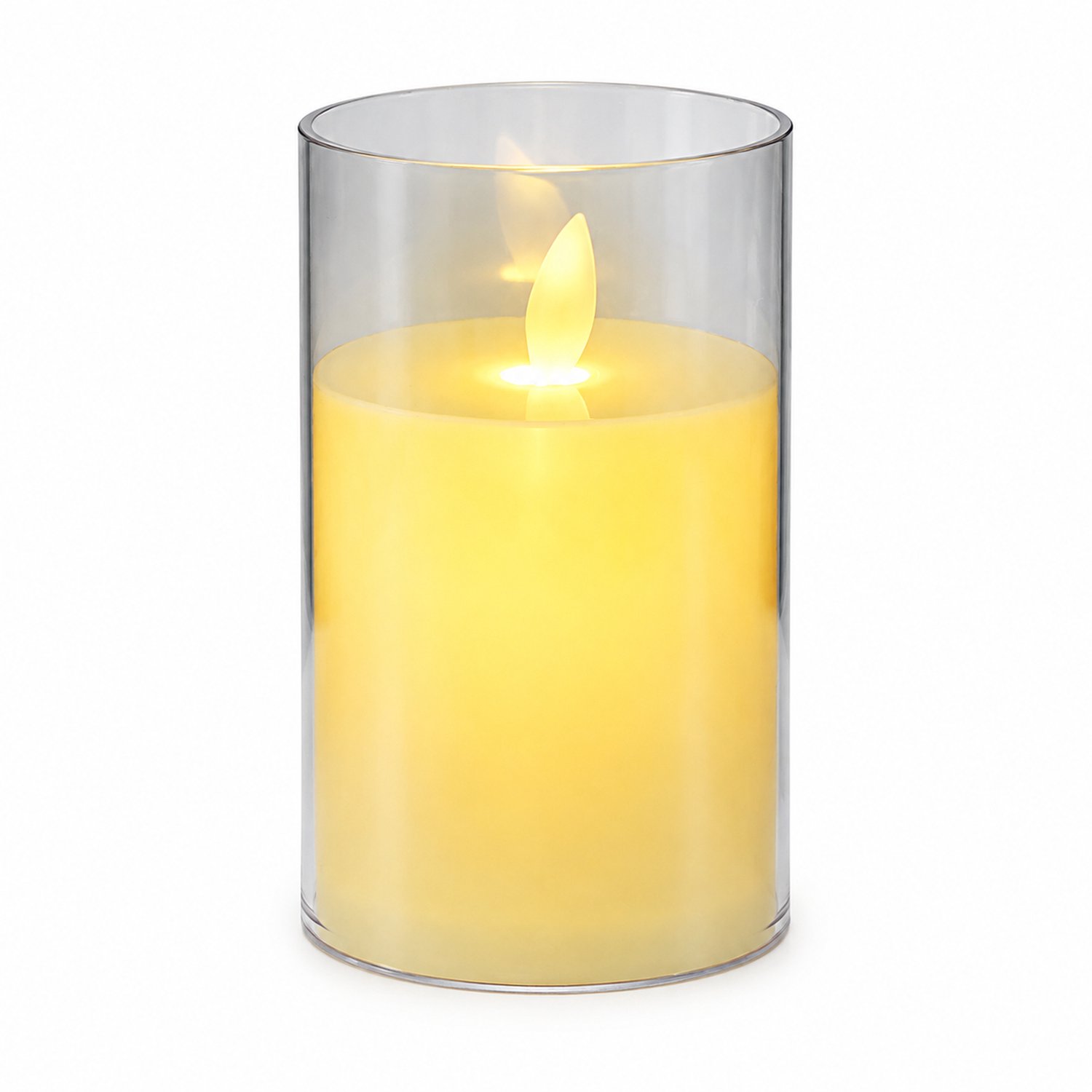 SWGOTA led kaarsen: ivoorkleurige LED-kaars met bewegende vlam en transparante kap, 7,8 x 12,5 cm