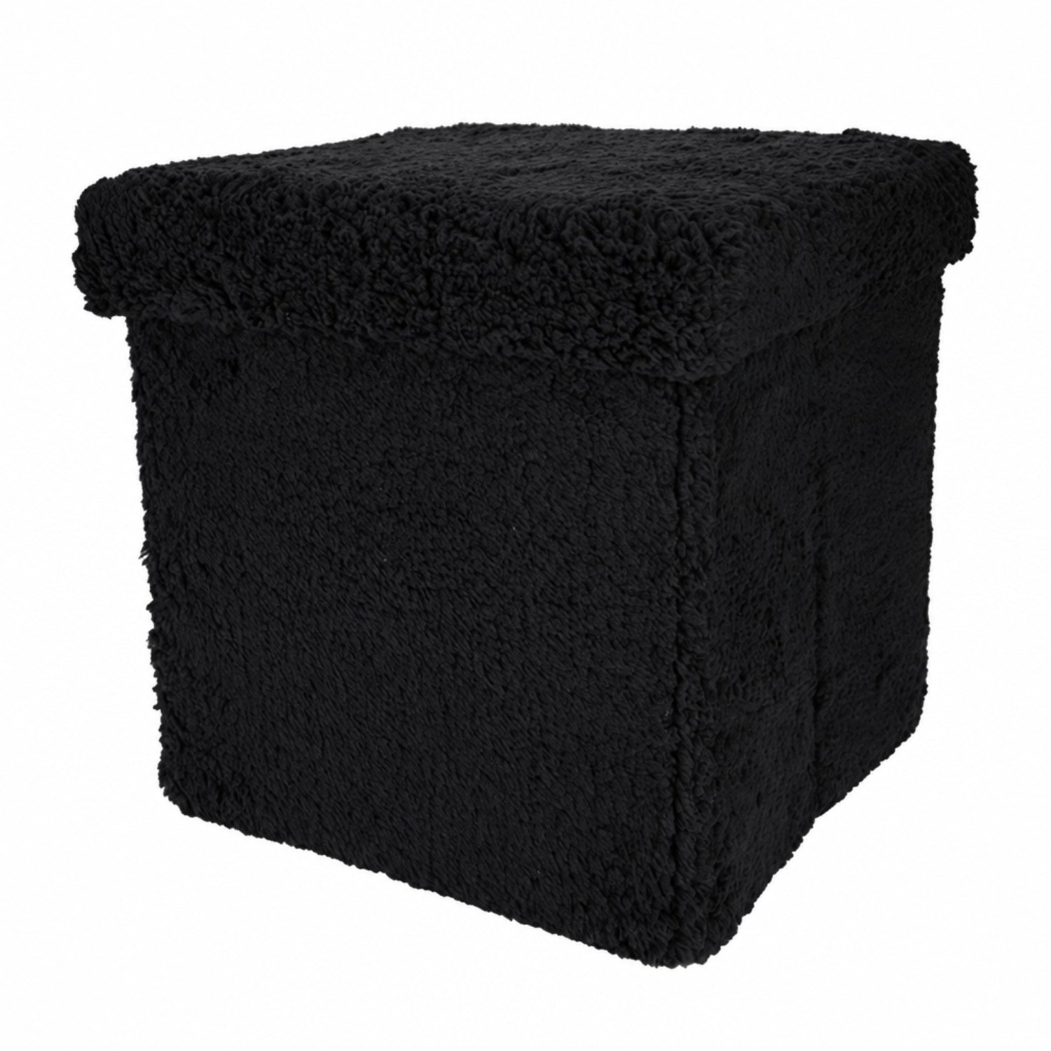 XEMM Teddy Poef met Opbergruimte - 53 liter - Opvouwbaar - 38 x 38 x 38 cm - Zwart