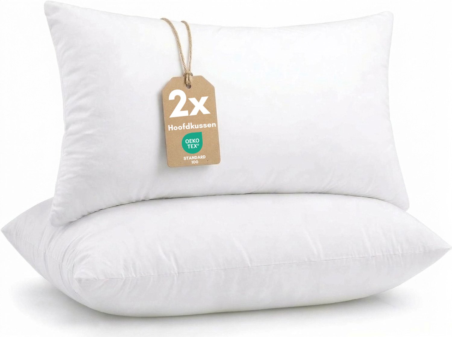 Slaap & Wonen Sleep Comfy Hotelkwaliteit Hoofdkussen | 50x70 cm - Set van 2 - Microvezelvulling & Katoenen Tijk - Orthopedisch & Ergonomisch - Geschikt voor Alle Slaaphoudingen Wit