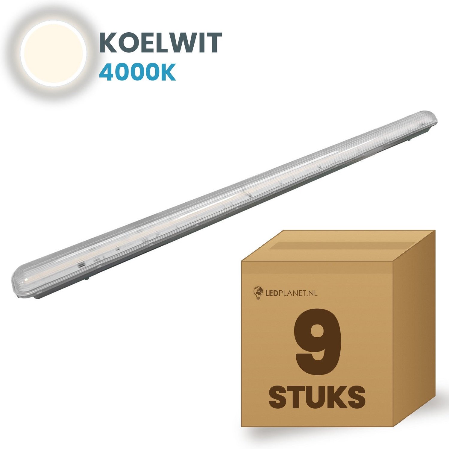 Tsong TL armatuur Tri Proof 1500mm 9 stuks - 45W 9000lm - Koelwit 4000K - Koppelbaar - IP65 - 230V