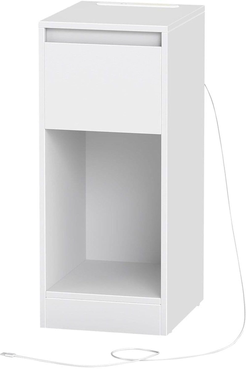 Klarven Nachtkastje Wolkenwit - Nightstand - Met LED-verlichting - USB-A en USB-C oplaadpoort - Met lade en plank - Smal model b30xd25xh59,5cm