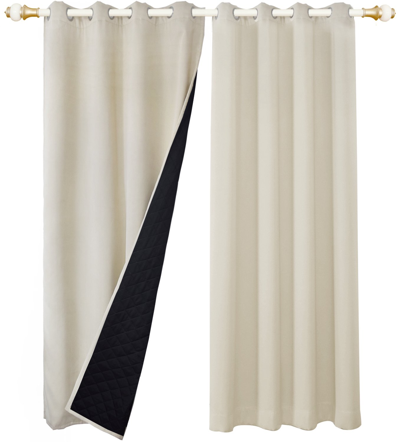 LAPAMAX zwaar 3-laags verduisterend gordijn met ringen – thermisch isolerend en geluidsdempend overgordijn voor slaapkamer, woonkamer en deur - beige - 132 x 213 cm - 1 paneel