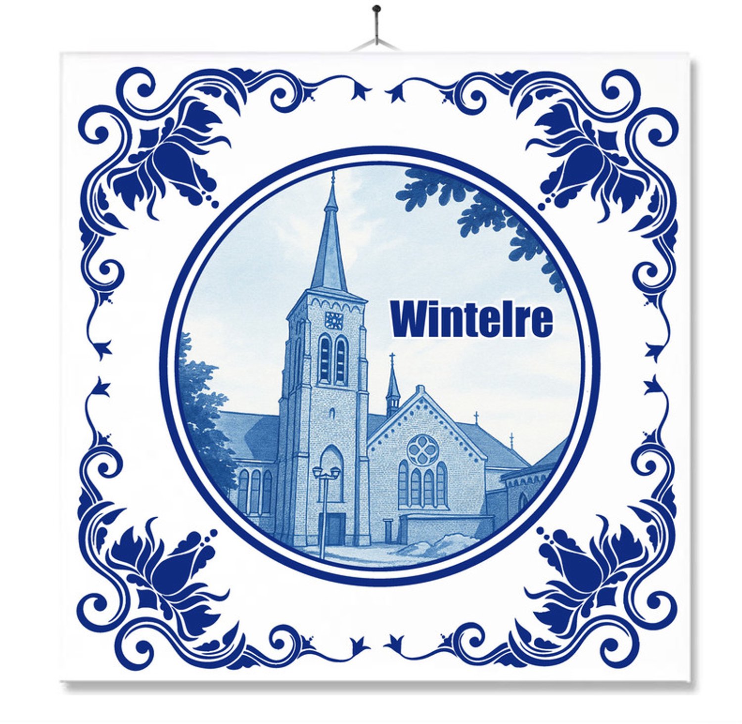 MC Living Tegel Met Opdruk | Wintelre | Delft Blauw | Cadeau | Inclusief Geschenkdoos | Standaard | Ophangsysteem Multi-Color