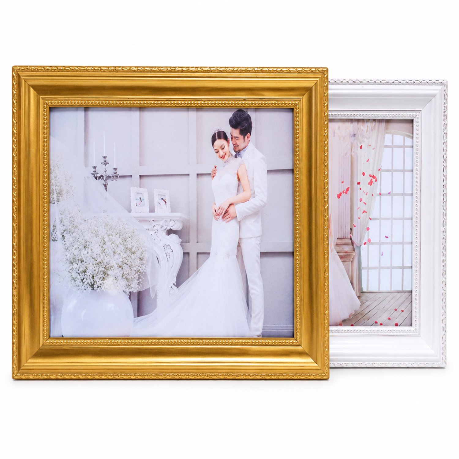 SWGOTA Goudkleurige fotolijst voor aan de wand, 7 inch, 17,8 x 12,7 cm, rechthoekig met geprofileerde rand, zonder afbeelding