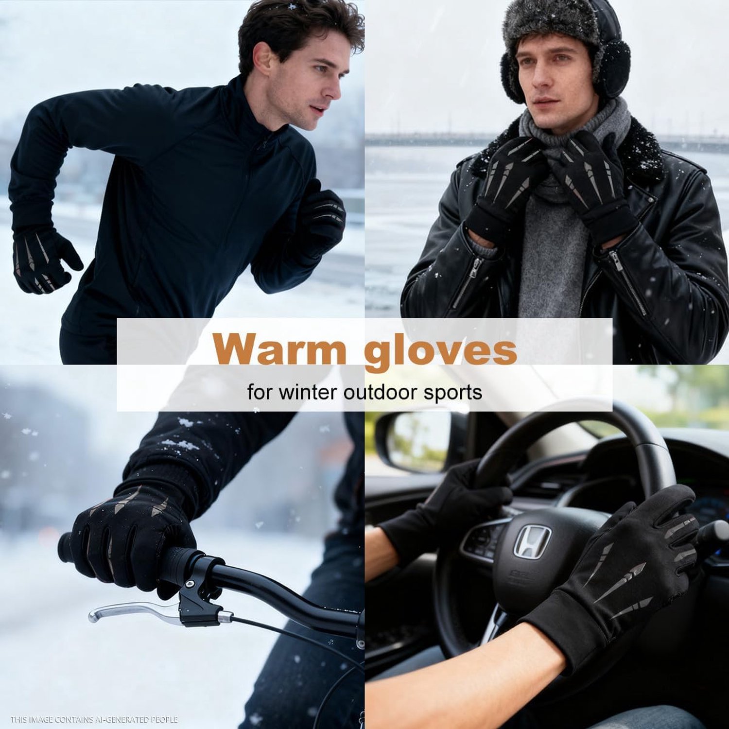 Outdoor Fiets Handschoenen - Winter Thermische Handschoenen - Winddichte Motorhandschoenen Waterdicht, Touchscreen Compatibel, Antislip Handschoenen Unisex - Lengte 23cm -Zwart – foto 3