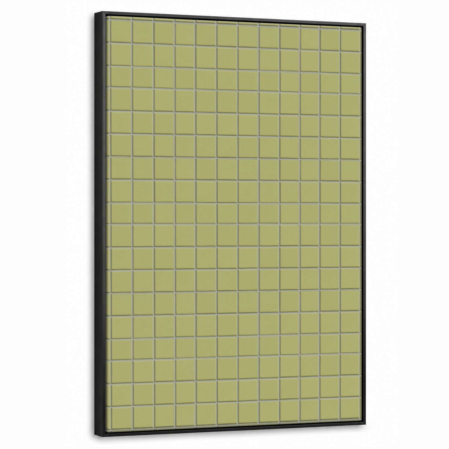 Canvas Schilderij met Baklijst 60x90cm - Tegel - Patroon - Olijfgroen - Muurdecoratie woonkamer - Slaapkamer decoratie - Kamer accessoires - Schilderijen op canvas met lijst
