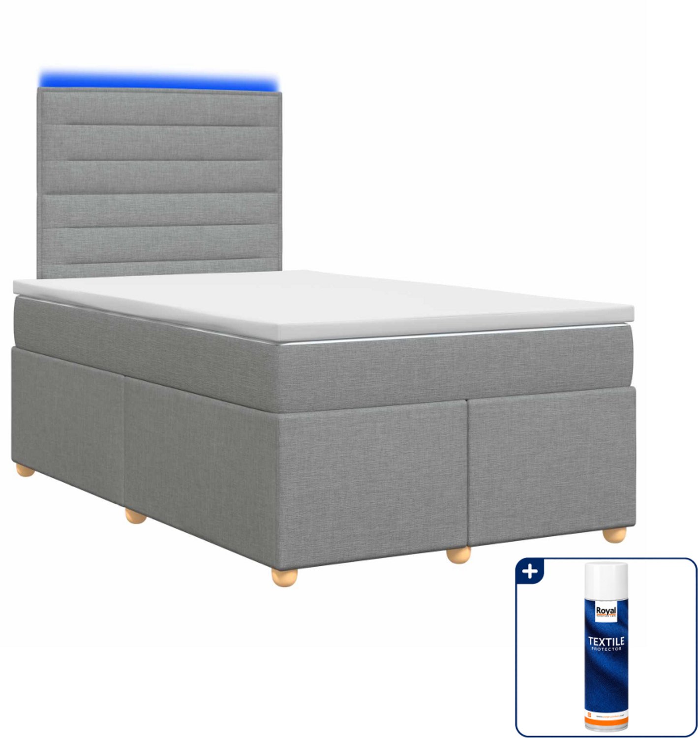 vidaXL boxspringbed met matras - 120 x 190 cm - lichtgrijs - Inclusief textielbeschermer 500 ml
