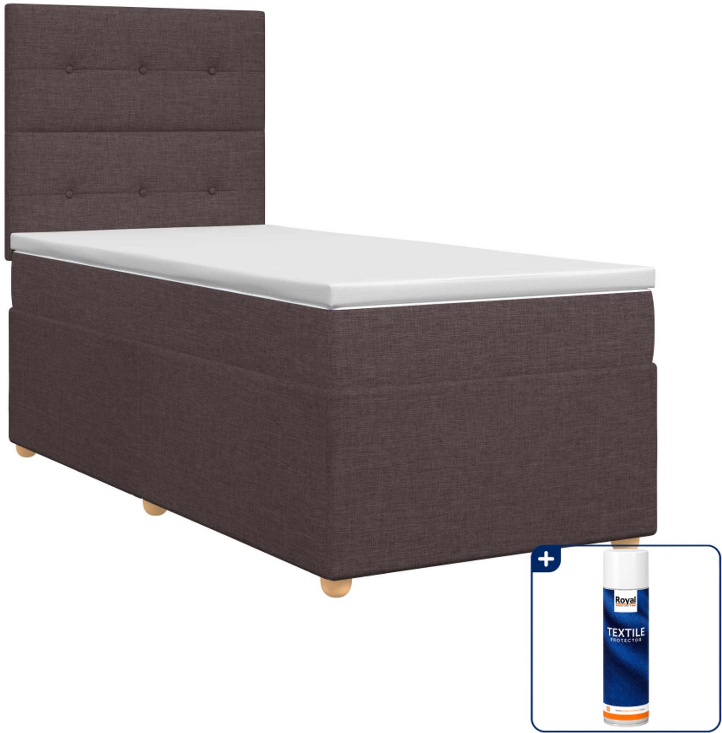 vidaXL Boxspringbed met matras - 80 x 200 cm - donkerbruin - Inclusief textielbeschermer 500 ml