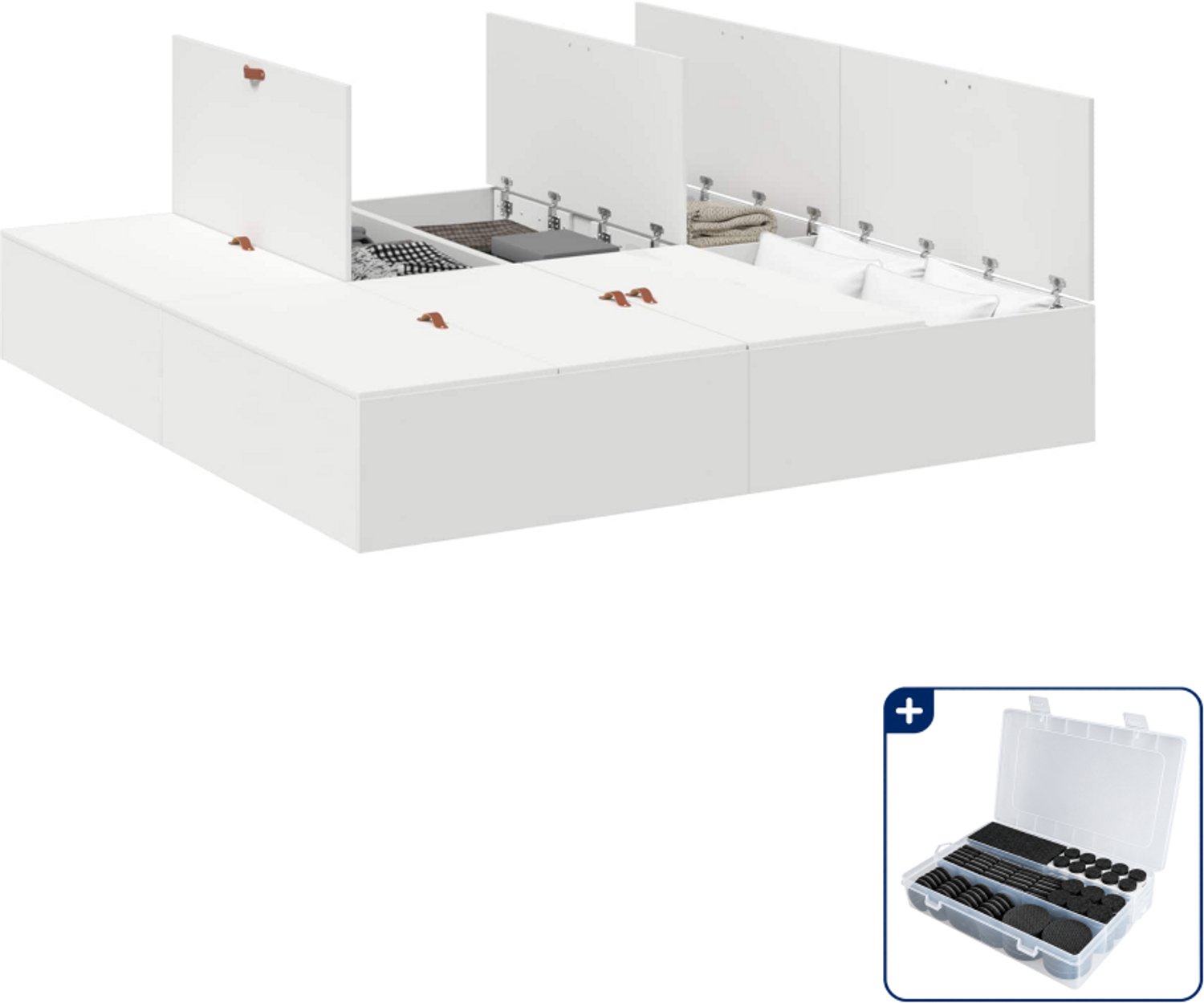 vidaXL Kingsize bedframe - 180 x 200 cm - wit - Inclusief antikrasvilt 177-delig