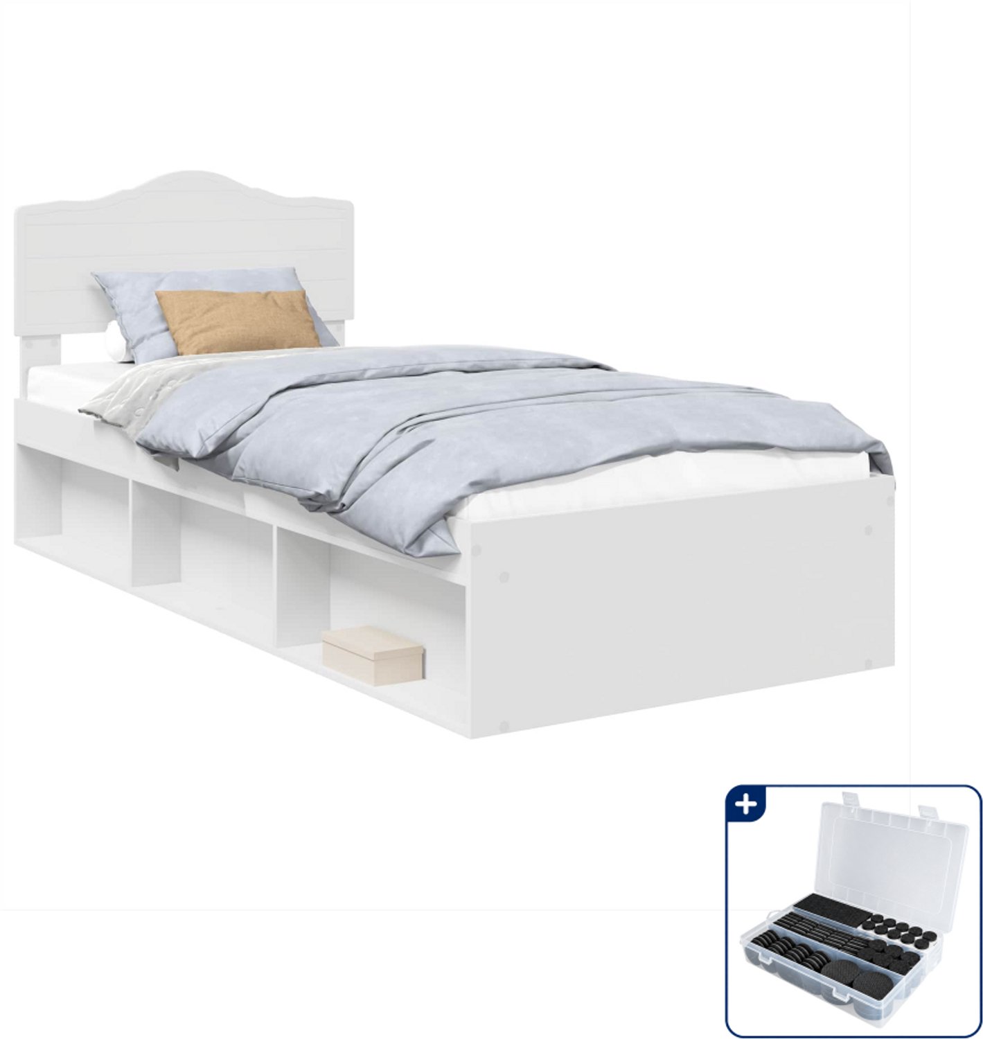 vidaXL bedframe - 90 x 200 cm - massief grenenhout - wit - Inclusief antikrasvilt 177-delig
