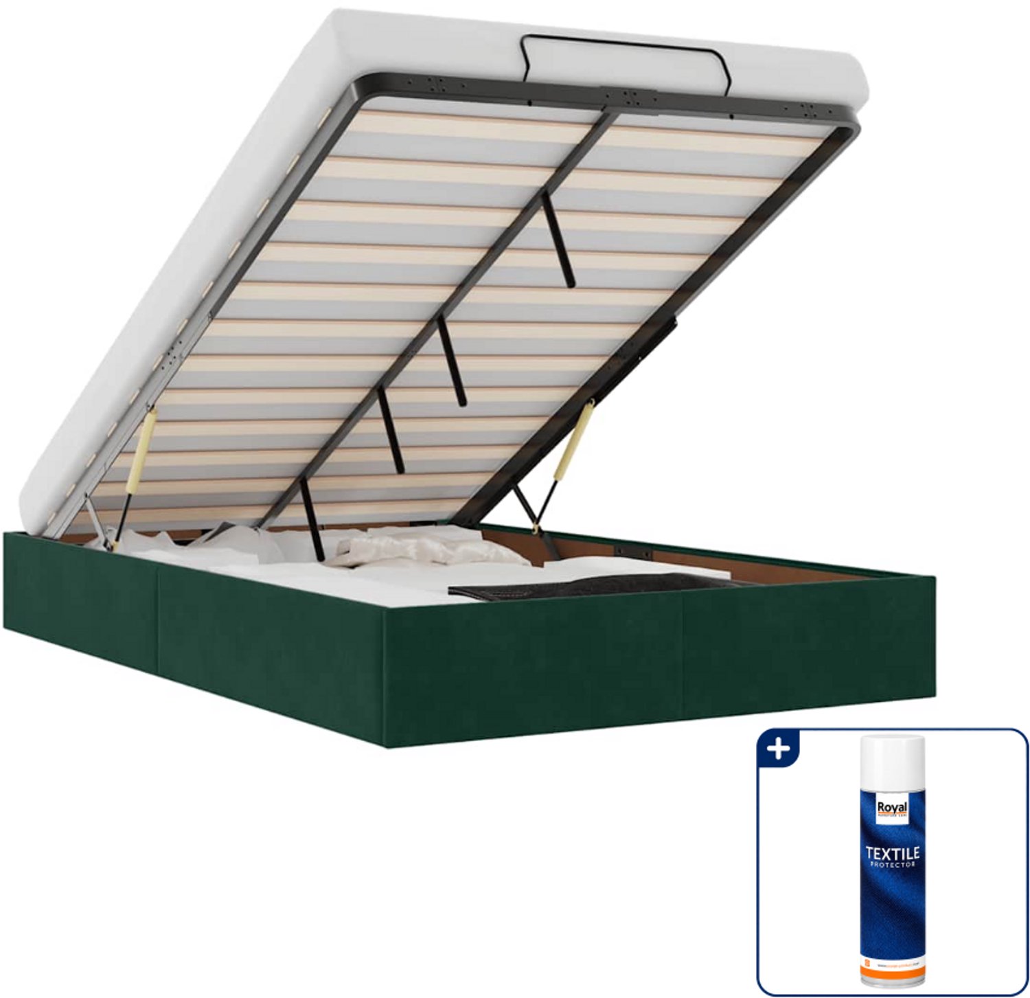 vidaXL bedframe - 120 x 190 cm - fluweel - donkergroen - Inclusief textielbeschermer 500 ml Zwart