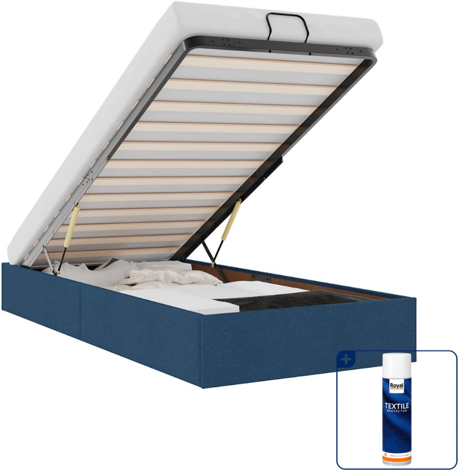 vidaXL bedframe 90 x 190 cm - stof - blauw - Inclusief textielbeschermer 500 ml