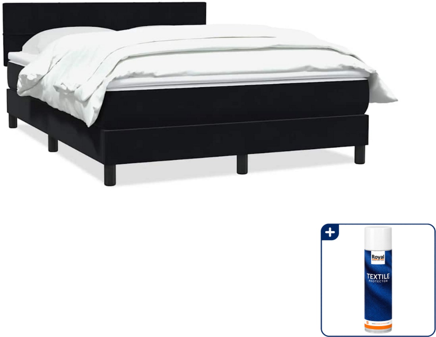 vidaXL boxspring met matras - Queensize - 160 x 210 cm - zwart - Inclusief textielbeschermer 500 ml Bruin