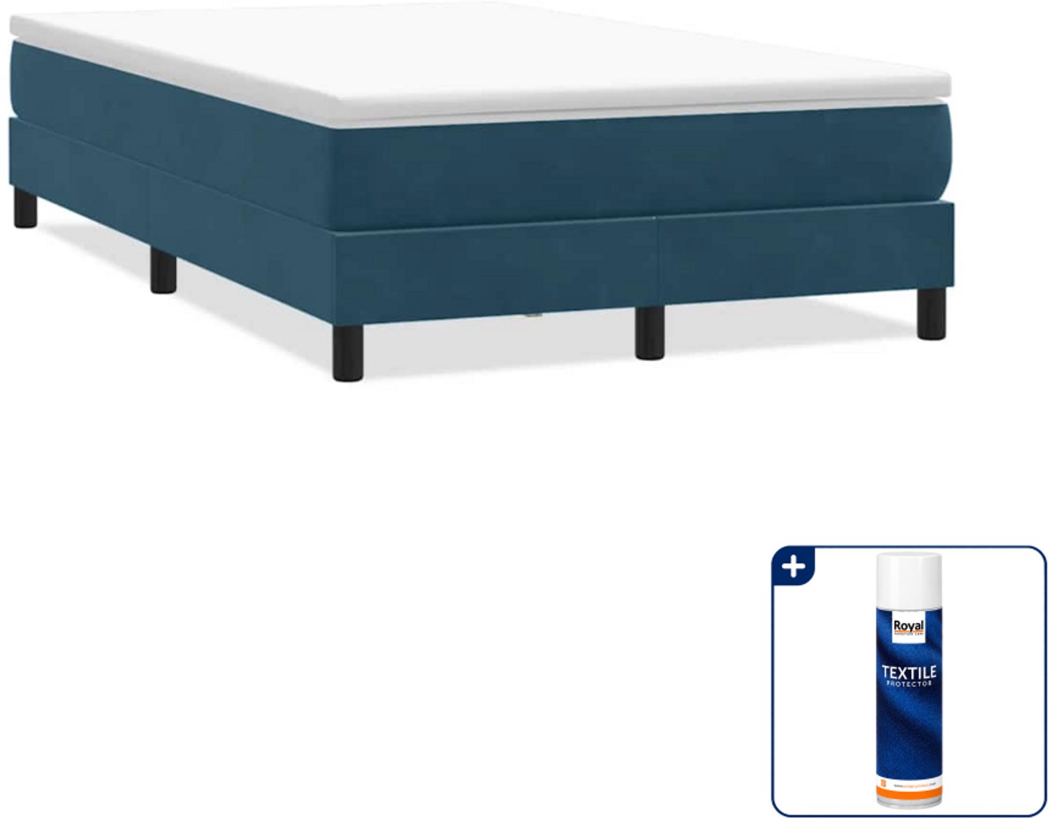 vidaXL boxspring 120 x 210 cm - fluweel - donkerblauw - Inclusief textielbeschermer 500 ml