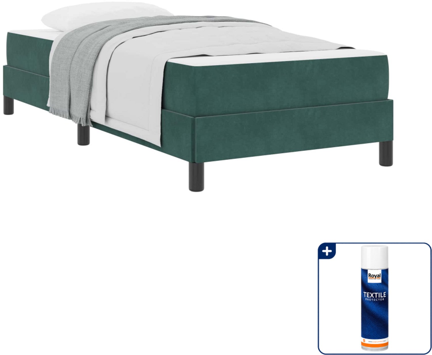 vidaXL boxspringbed met matras - 90 x 200 cm - stof - donkergroen - Inclusief textielbeschermer 500 ml Bruin