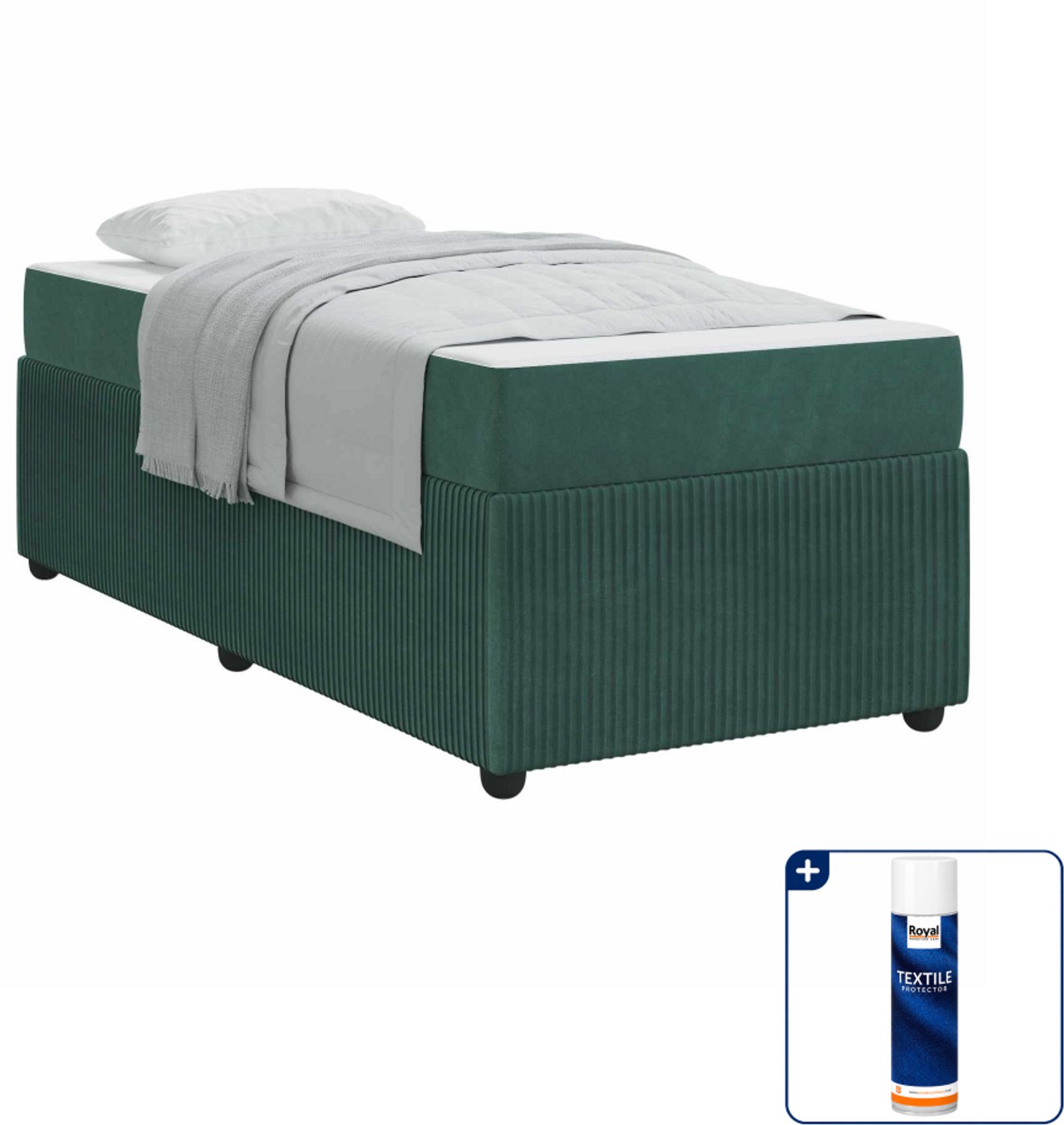 vidaXL bedframe - 90 x 190 cm - bewerkt hout - donkergroen - Inclusief textielbeschermer 500 ml