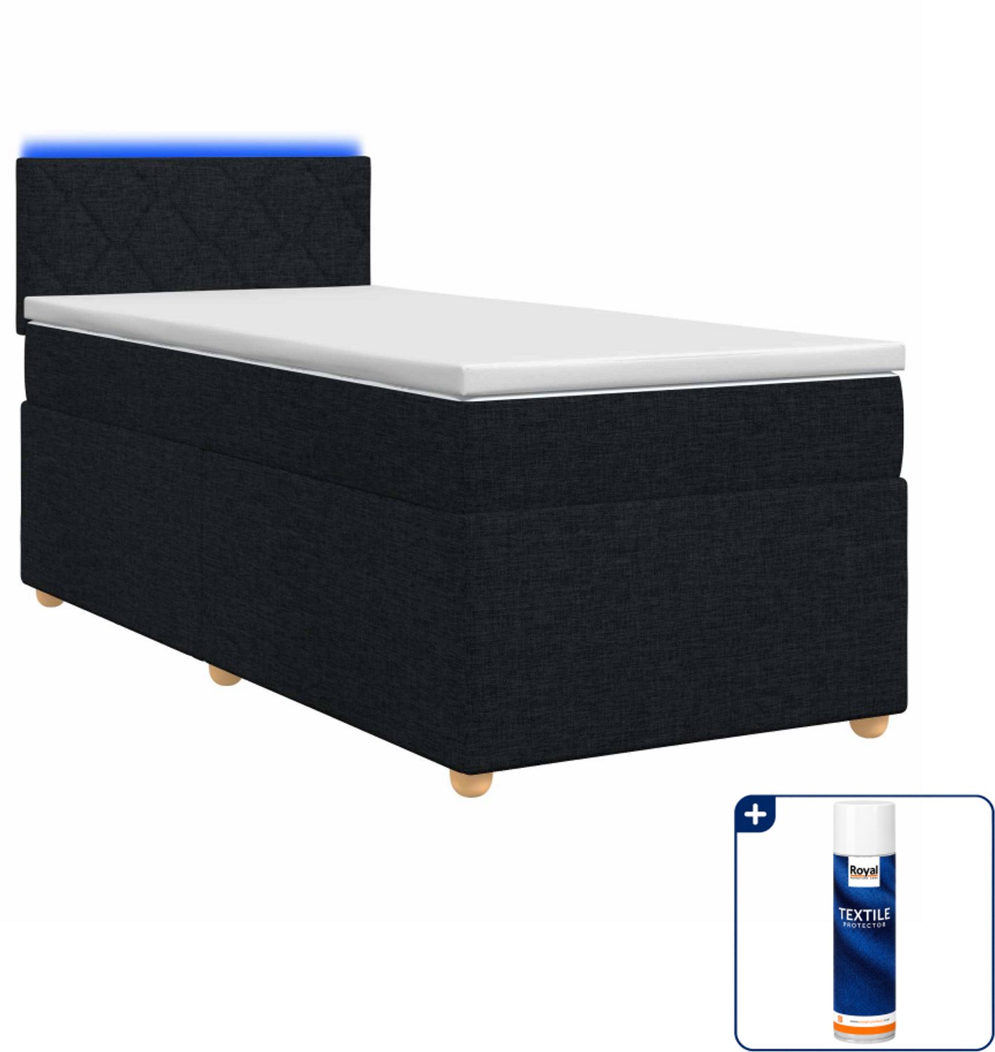 vidaXL boxspringbed met matras - 100 x 200 cm - zwart - Inclusief textielbeschermer 500 ml