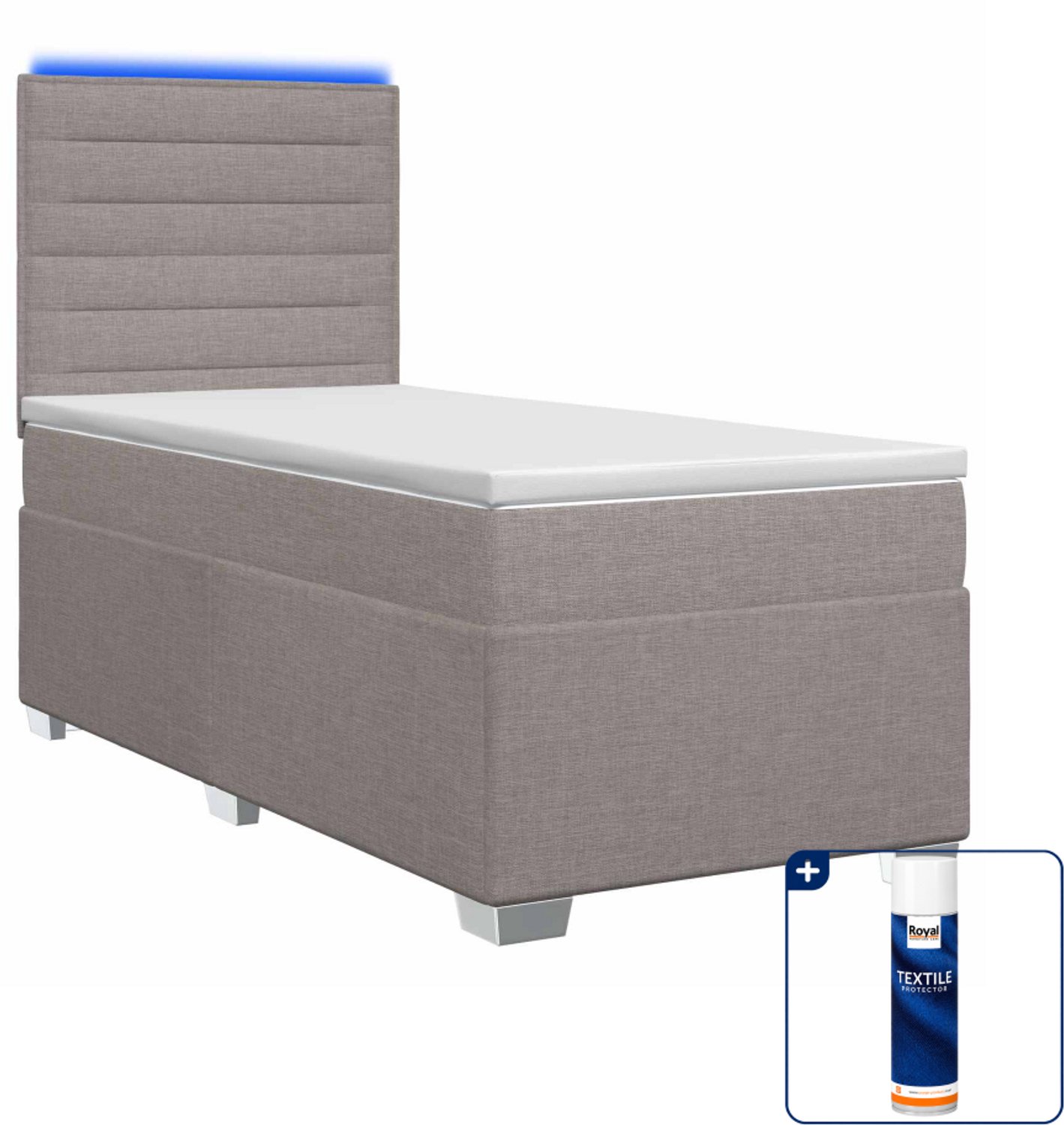 vidaXL boxspringbed met matras - 90 x 200 cm - taupe - Inclusief textielbeschermer 500 ml