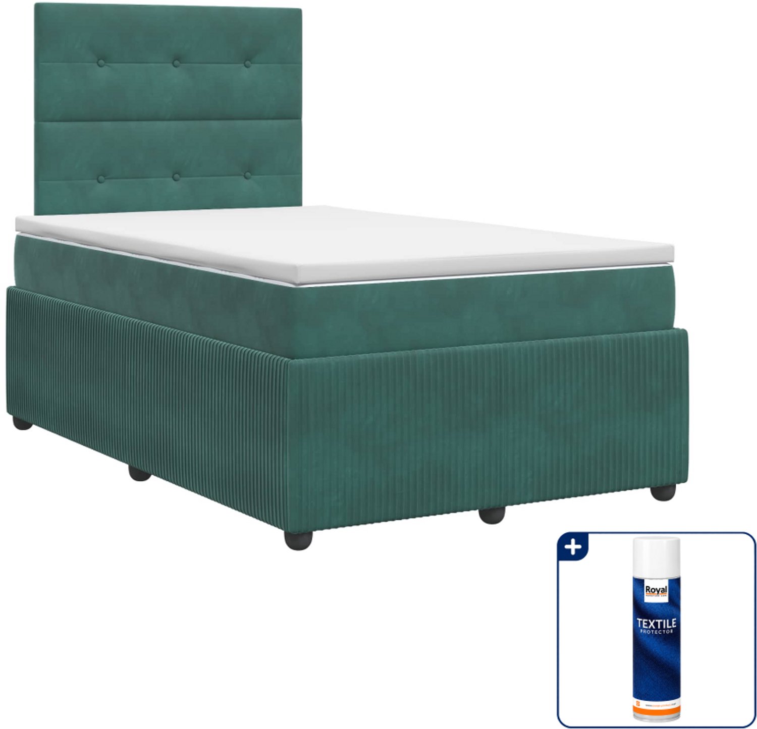 vidaXL boxspringbed met matras - 120 x 190 cm - donkergroen - Inclusief textielbeschermer 500 ml