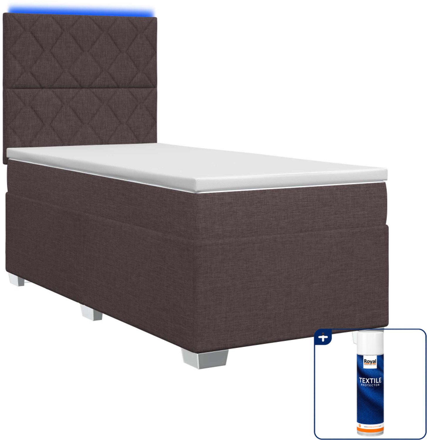 vidaXL boxspringbed met matras 100 x 200 cm - donkerbruin - Inclusief textielbeschermer 500 ml