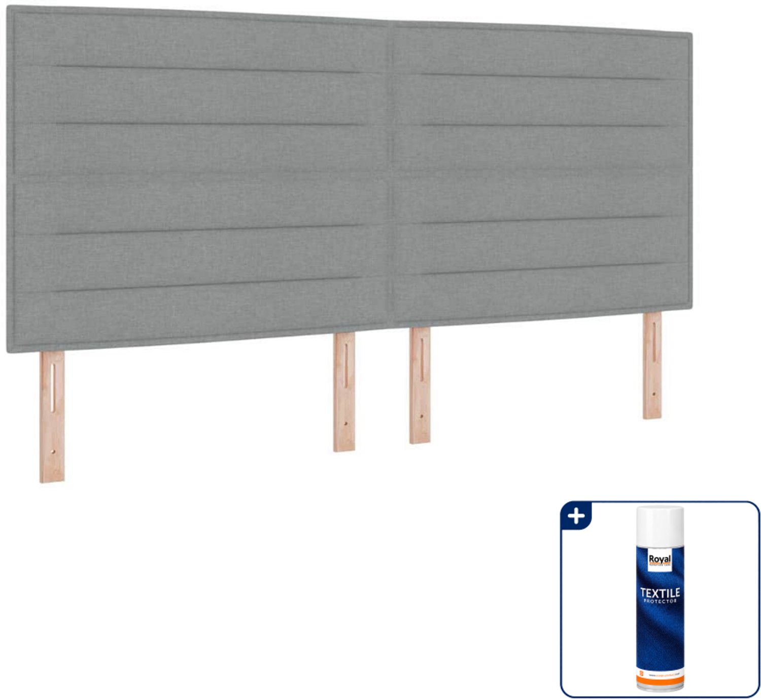 vidaXL Boxspring met matras en led - 200 x 200 cm - stof - lichtgrijs - Inclusief textielbeschermer 500 ml