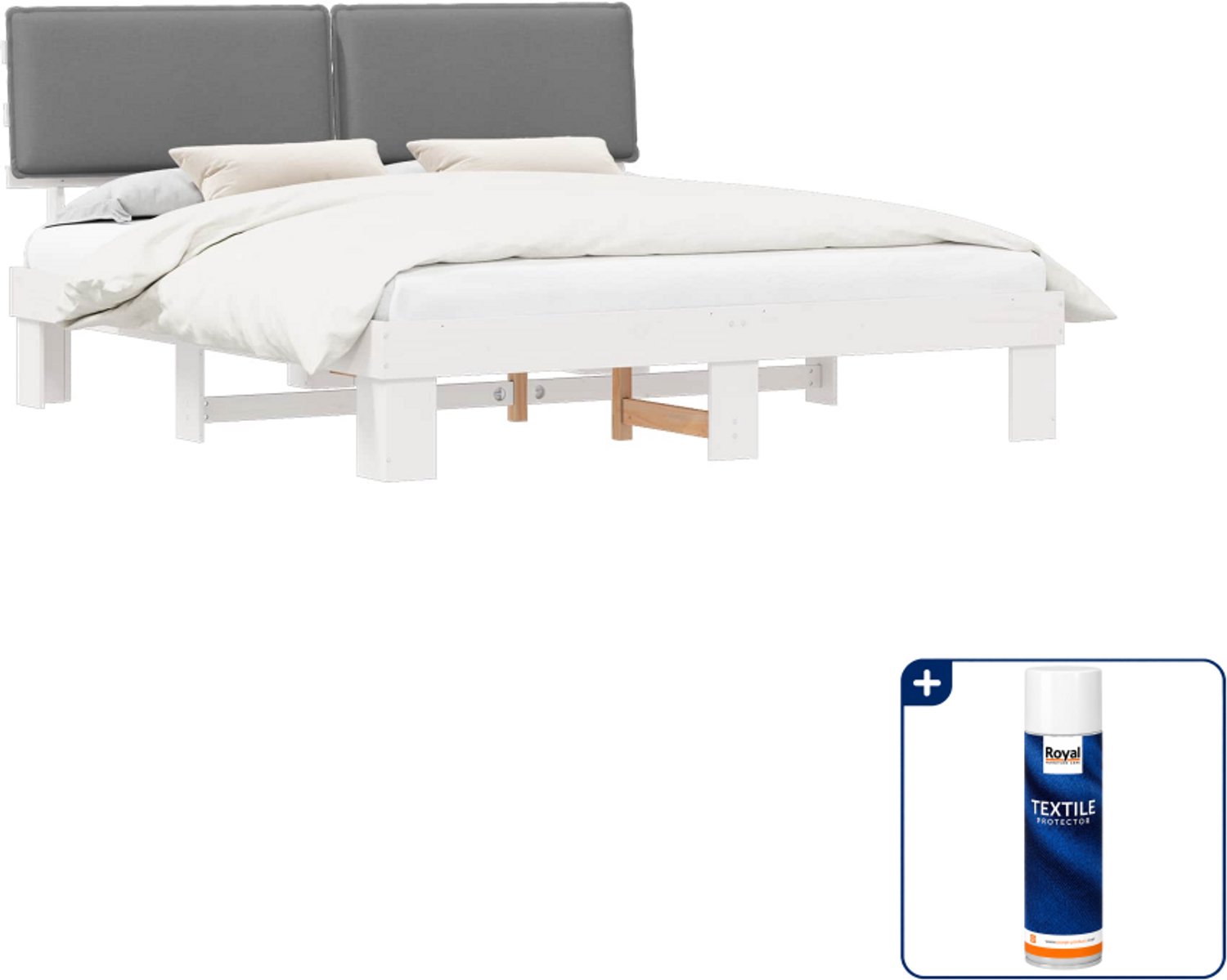 vidaXL Bedframe - 200 x 200 cm - lichtgrijs - Inclusief textielbeschermer 500 ml Bruin