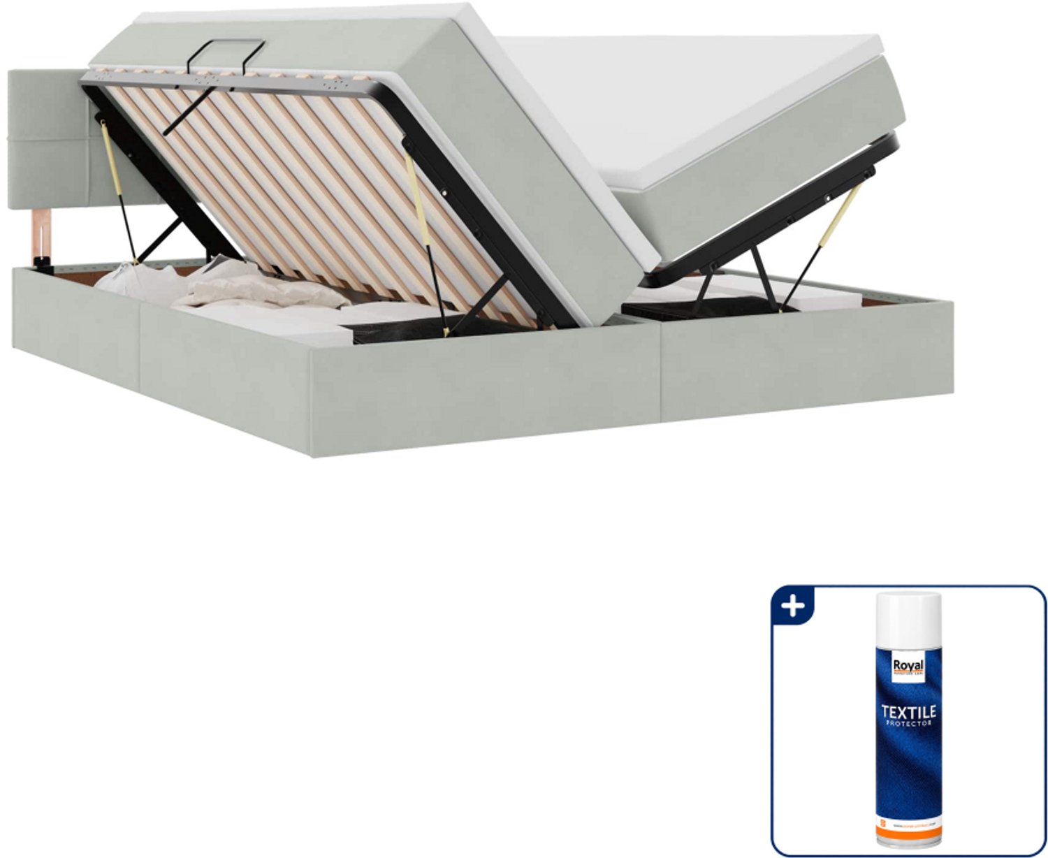 vidaXL bedset met matras 2 st - 100 x 200 cm - fluweel - lichtgrijs - Inclusief textielbeschermer 500 ml