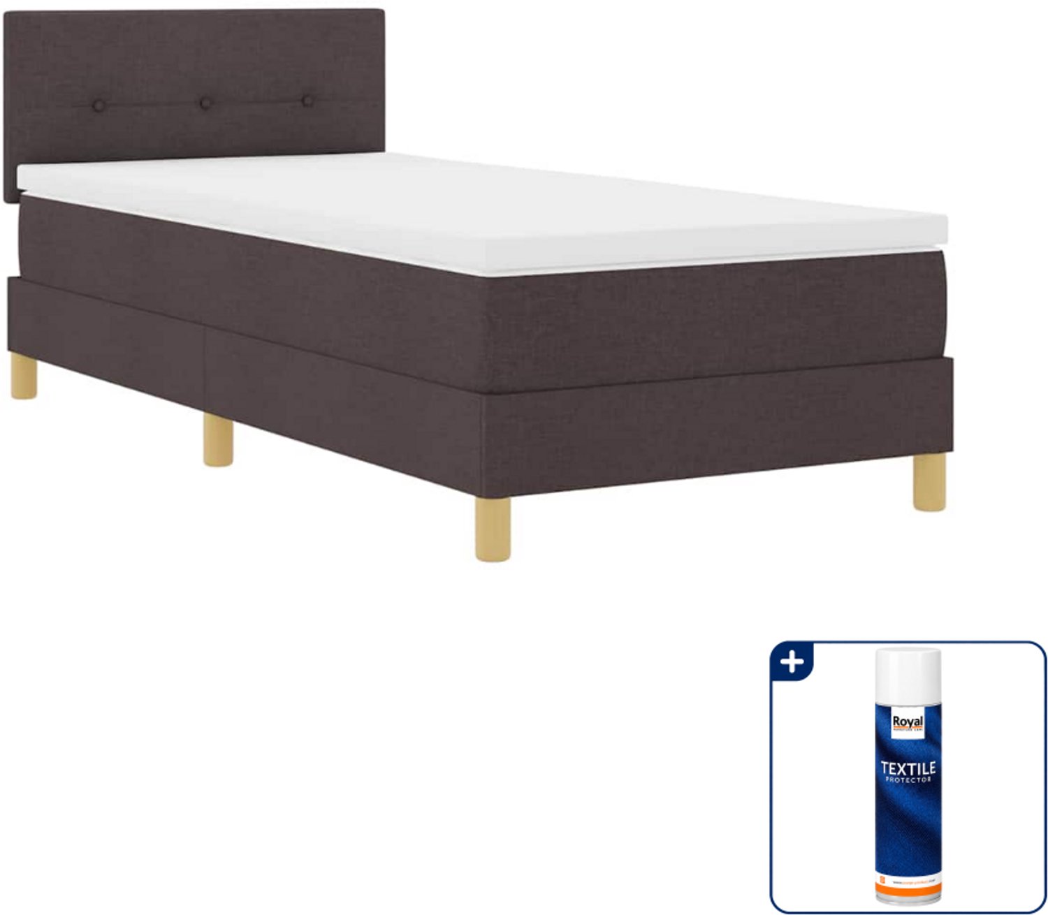 vidaXL boxspring - 90 x 200 cm - stof - donkerbruin - Inclusief textielbeschermer 500 ml