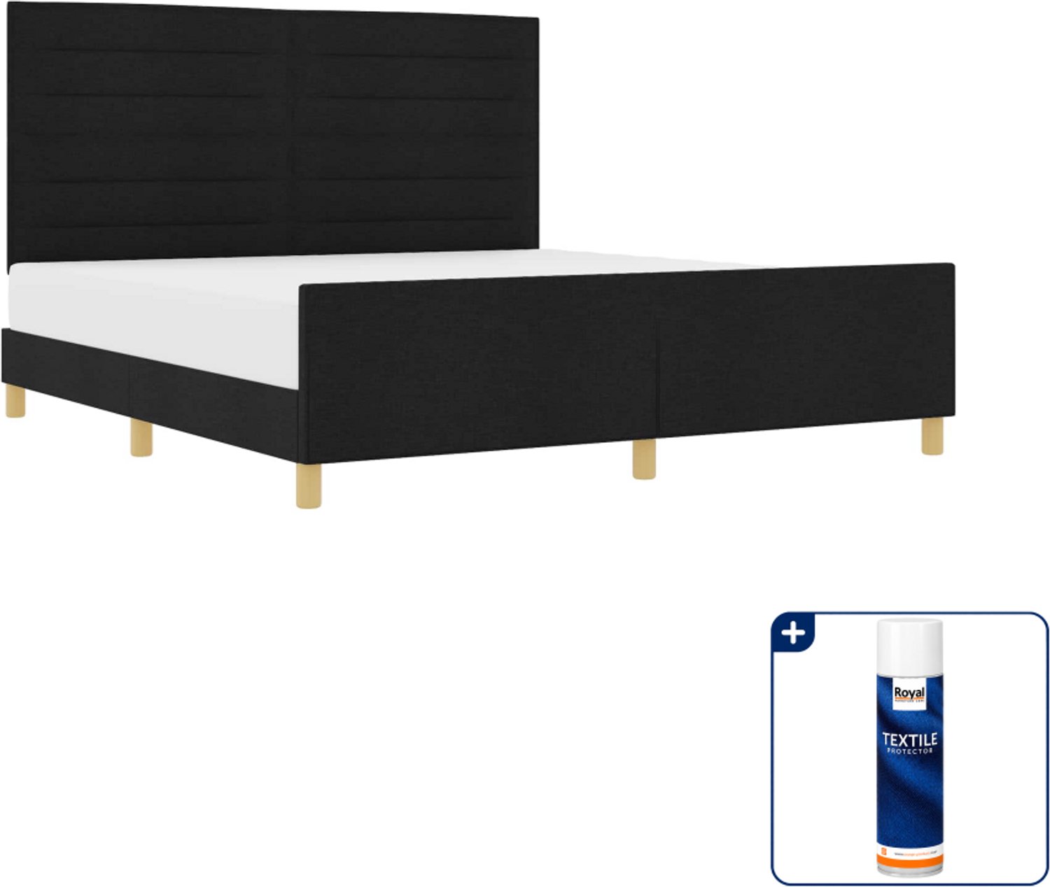 vidaXL Bedframe - Kingsize - 180 x 200 cm - zwart - Inclusief textielbeschermer 500 ml