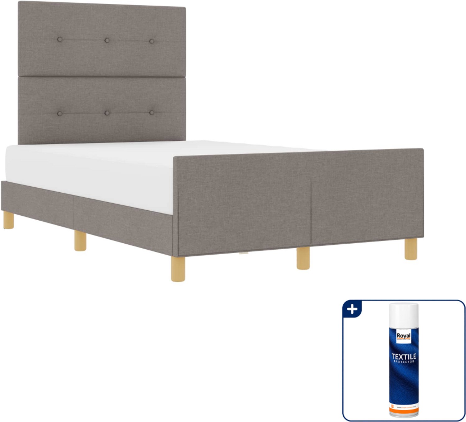 vidaXL bedframe - 120 x 190 cm - taupe - Inclusief textielbeschermer 500 ml Wit