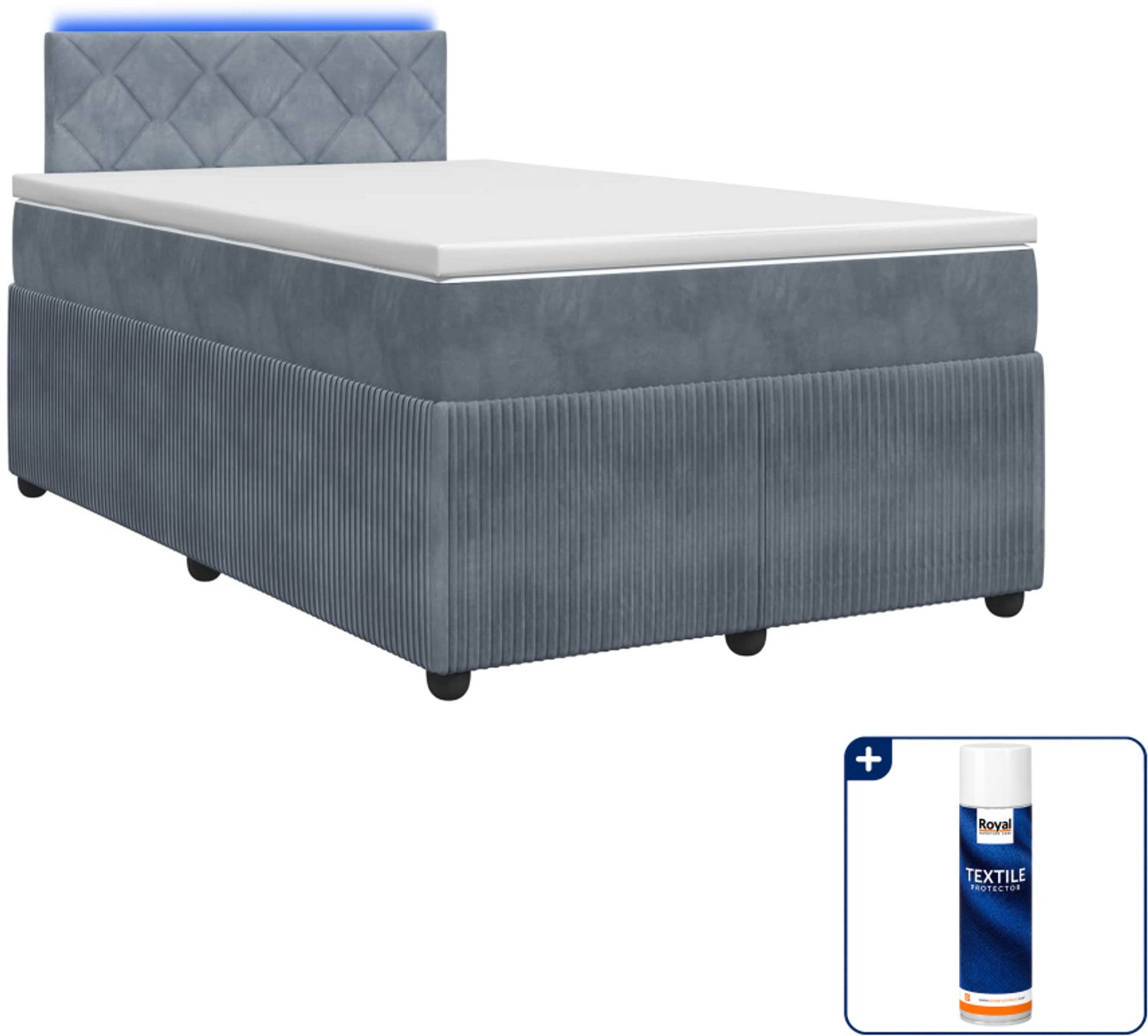 vidaXL boxspringbed met matras - 120 x 190 cm - fluweel - donkergrijs - Inclusief textielbeschermer 500 ml Donker Grijn