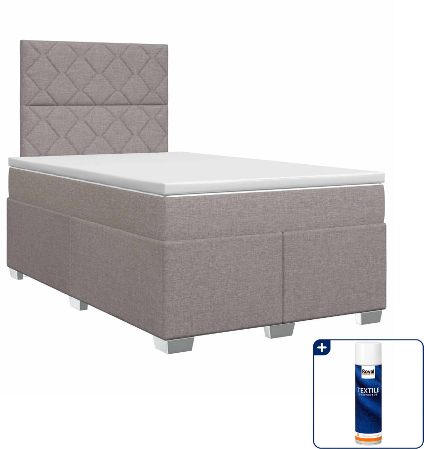 vidaXL boxspringbed met matras - 120 x 200 cm - stof - taupe - Inclusief textielbeschermer 500 ml