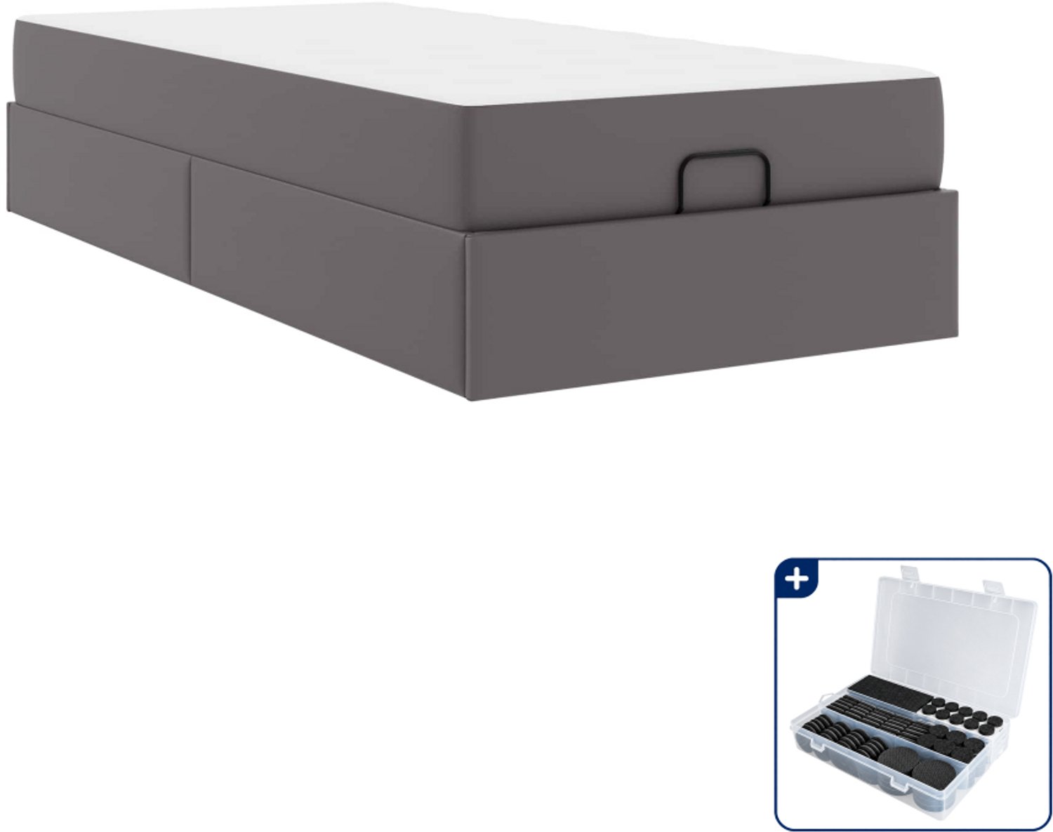 vidaXL bed met matras Anders - 100 x 200 cm - grijs - Inclusief antikrasvilt 177-delig