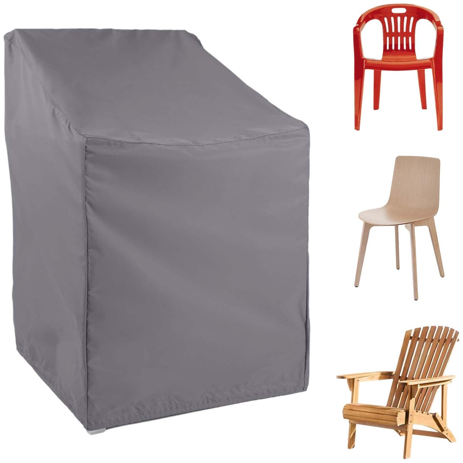 Famanu Tuinstoelhoes van robuuste Oxford stof, winterbestendig en waterdicht, met afmetingen van 120 x 65 x 65 cm, ideaal voor stapelstoelen en ligstoelen, biedt uitstekende bescherming tegen weersinvloeden Grijs