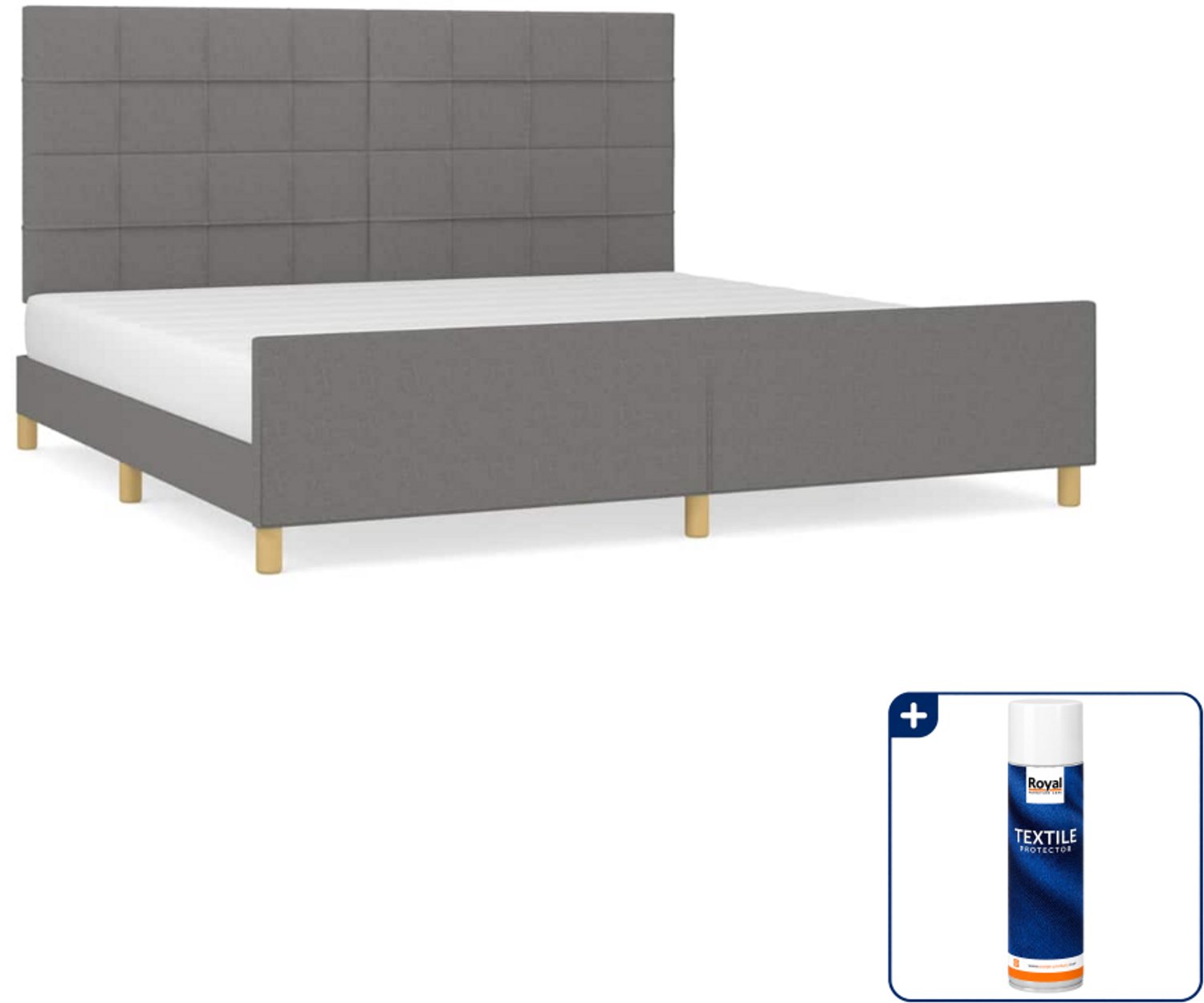 vidaXL bedframe - 200 x 200 cm - stof - donkergrijs - Inclusief textielbeschermer 500 ml Groen