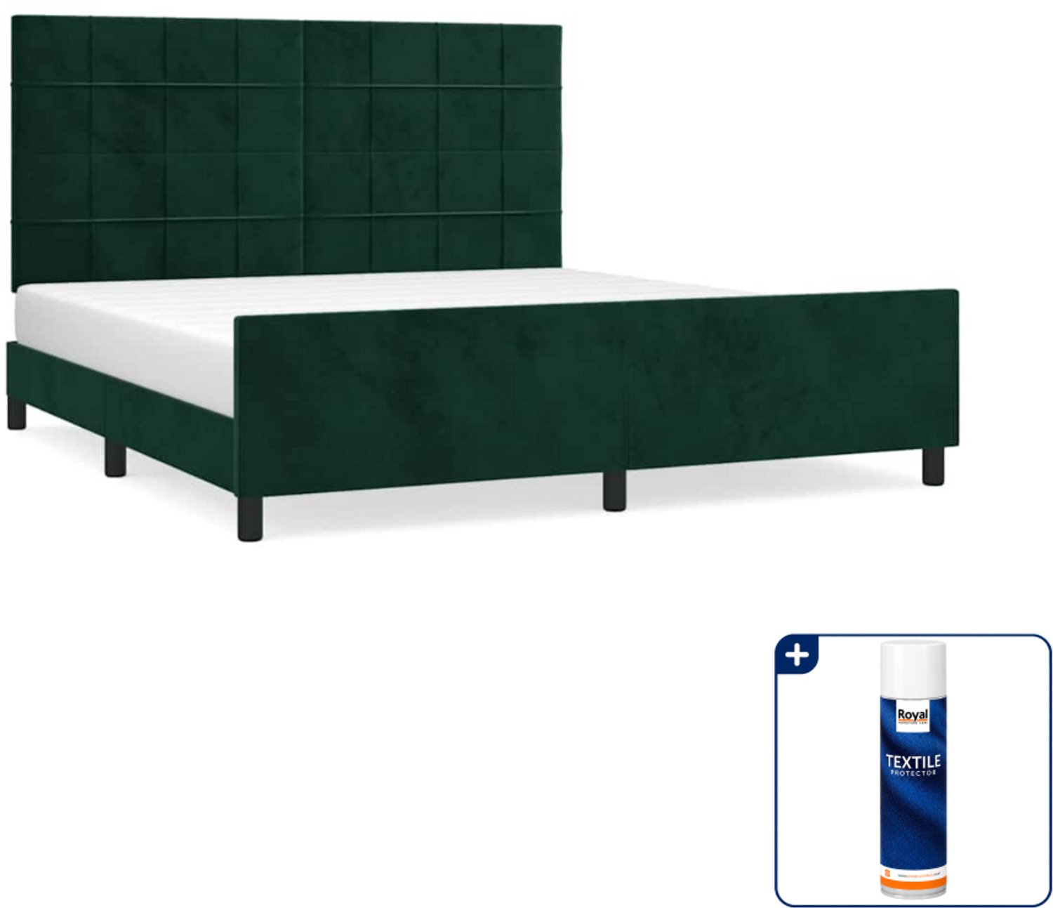 vidaXL Queensize bedframe - 160 x 200 cm - fluweel - donkergroen - Inclusief textielbeschermer 500 ml