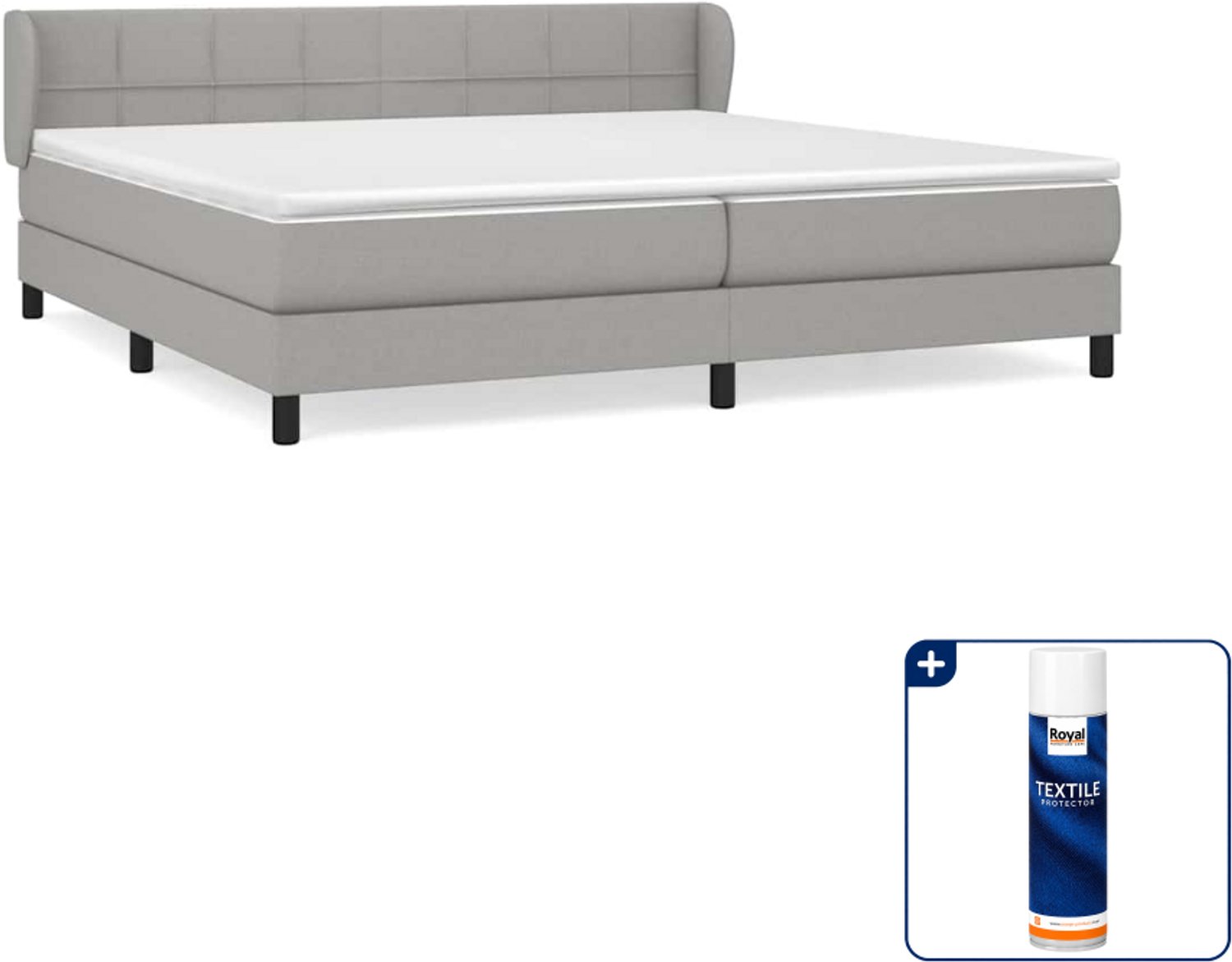 vidaXL boxspring met matras 200 x 200 cm - lichtgrijs - Inclusief textielbeschermer 500 ml